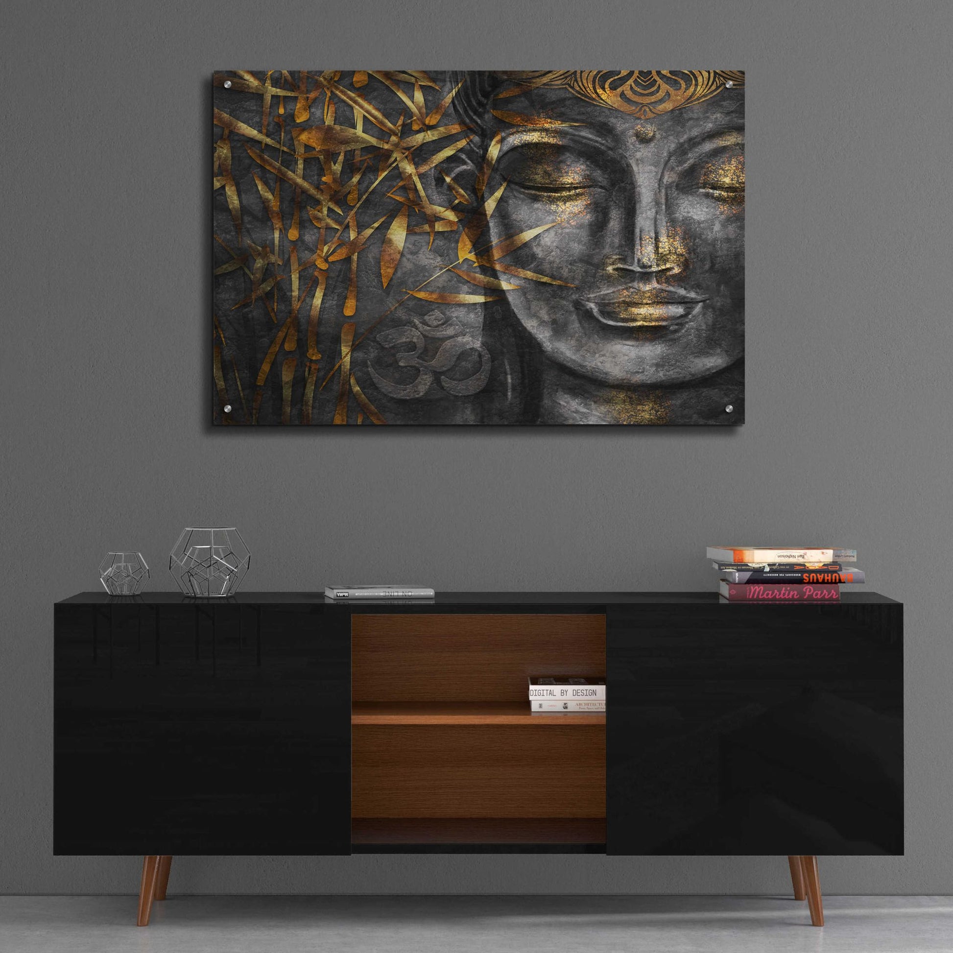 Epic Art 'Golden Budha' by Epic Portfolio, Acrylic Glass Wall Art,36x24