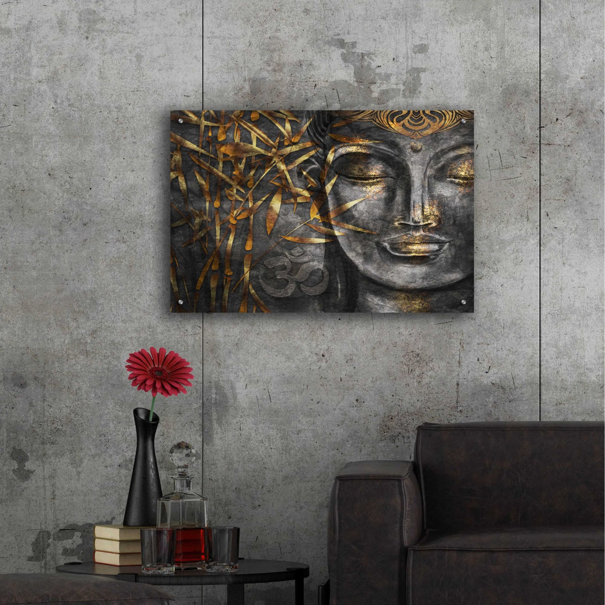 Epic Art 'Golden Budha' by Epic Portfolio, Acrylic Glass Wall Art,36x24