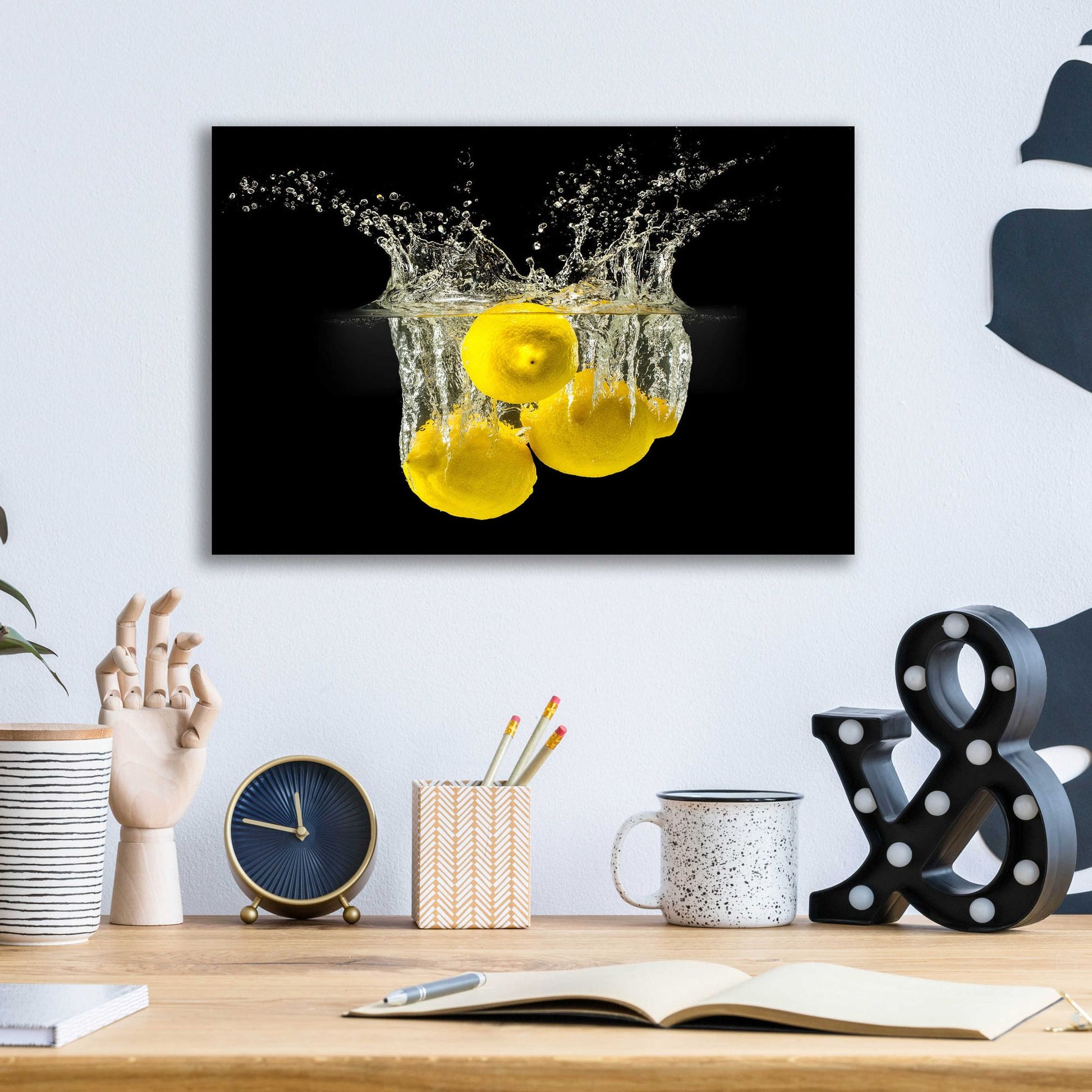 Epic Art 'Lemon Splash' by Epic Portfolio, Acrylic Glass Wall Art,16x12