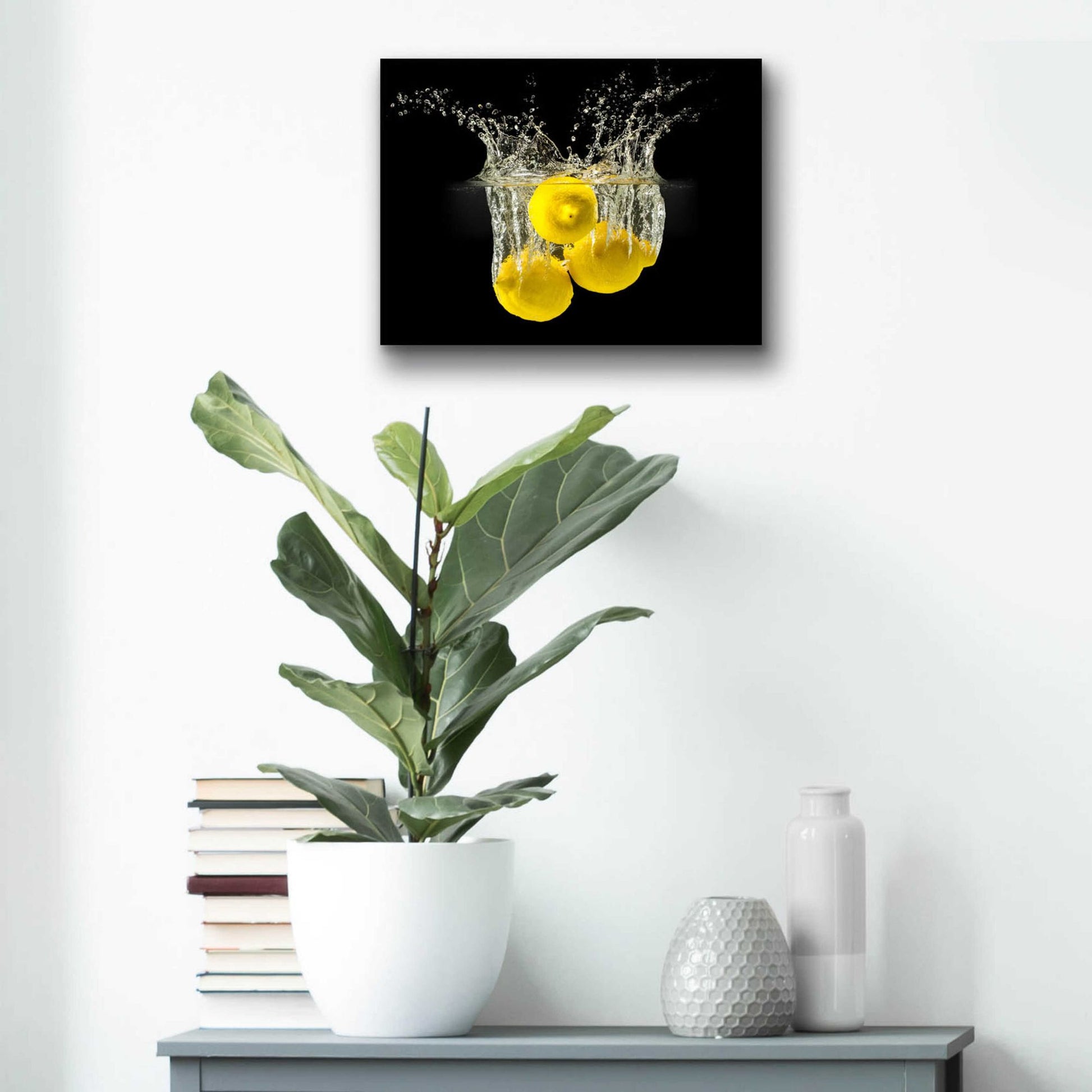 Epic Art 'Lemon Splash' by Epic Portfolio, Acrylic Glass Wall Art,16x12