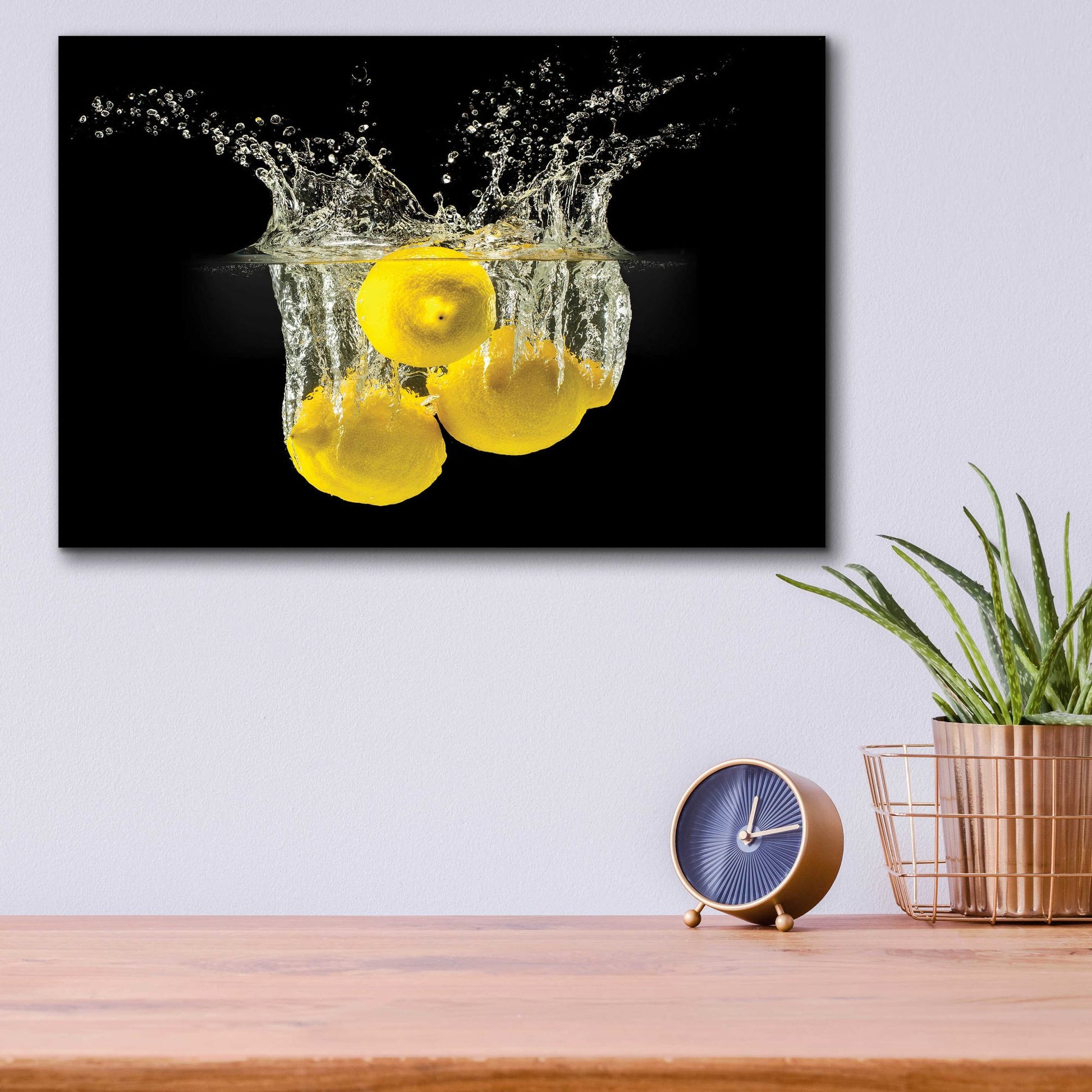 Epic Art 'Lemon Splash' by Epic Portfolio, Acrylic Glass Wall Art,16x12