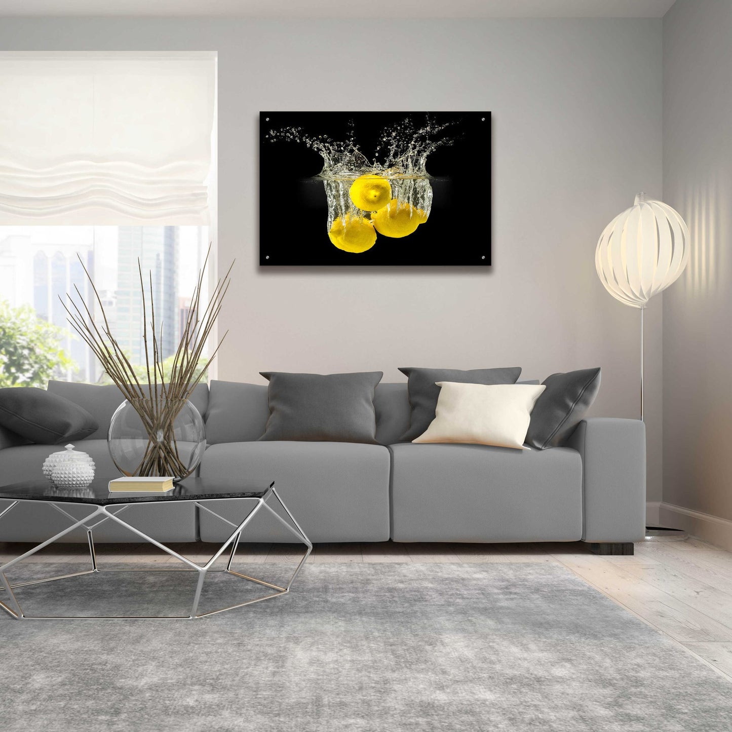 Epic Art 'Lemon Splash' by Epic Portfolio, Acrylic Glass Wall Art,36x24