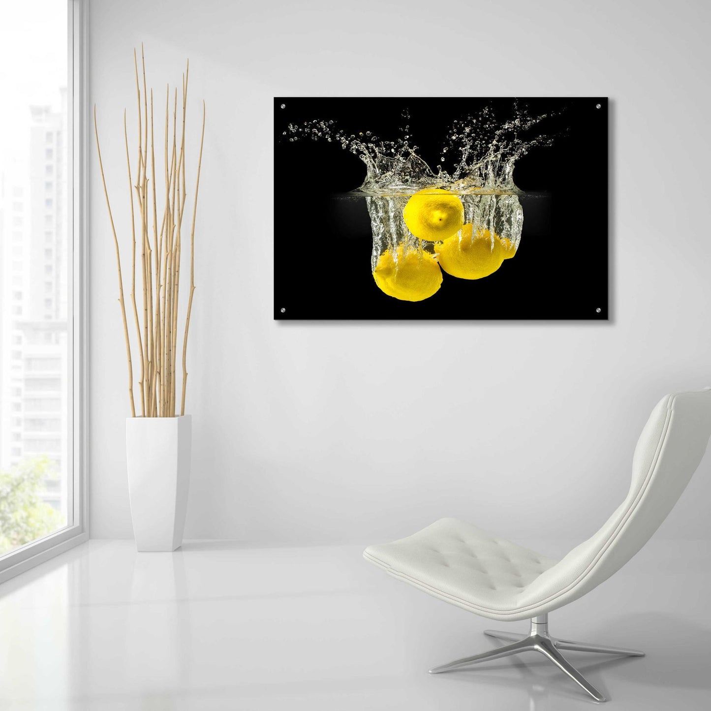 Epic Art 'Lemon Splash' by Epic Portfolio, Acrylic Glass Wall Art,36x24