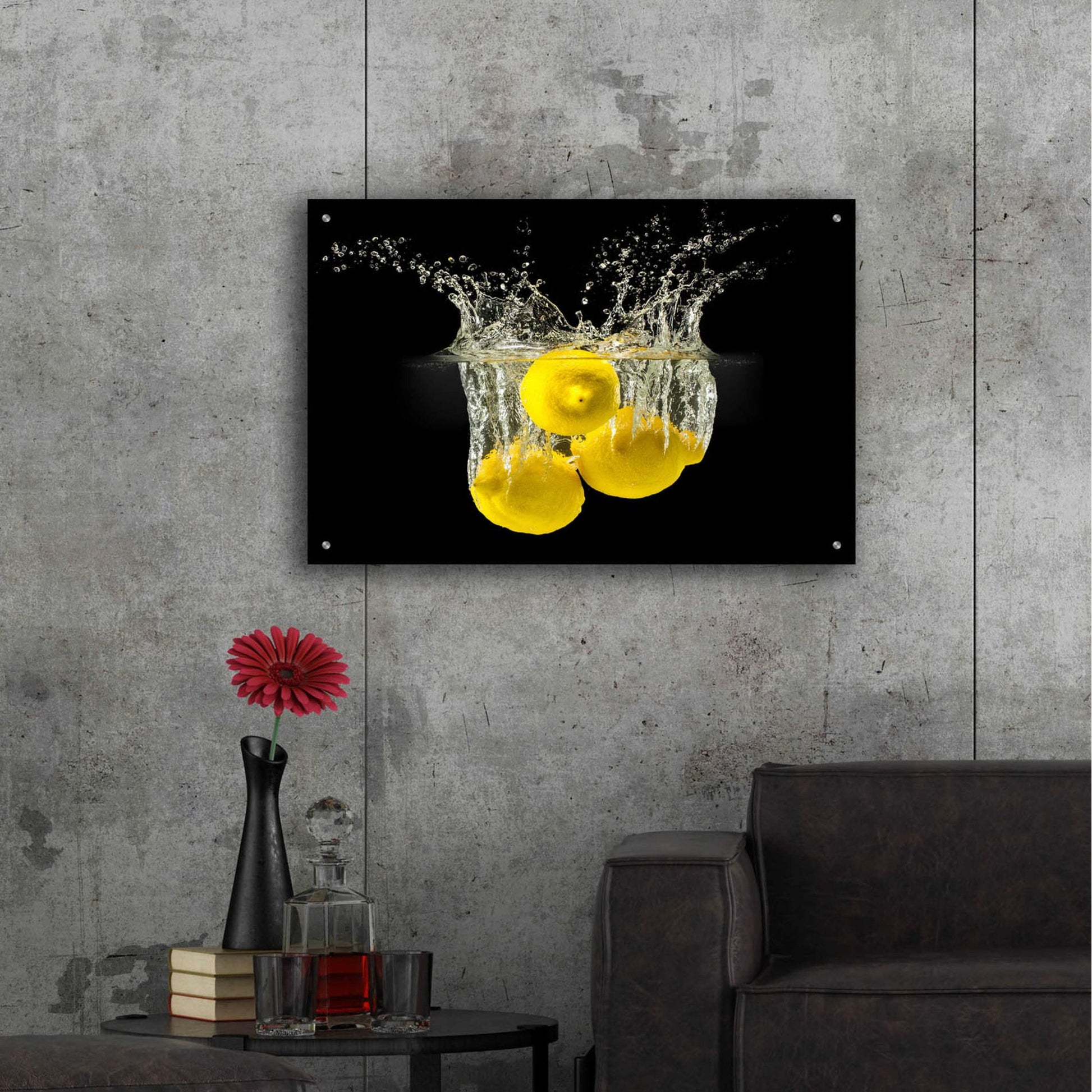 Epic Art 'Lemon Splash' by Epic Portfolio, Acrylic Glass Wall Art,36x24