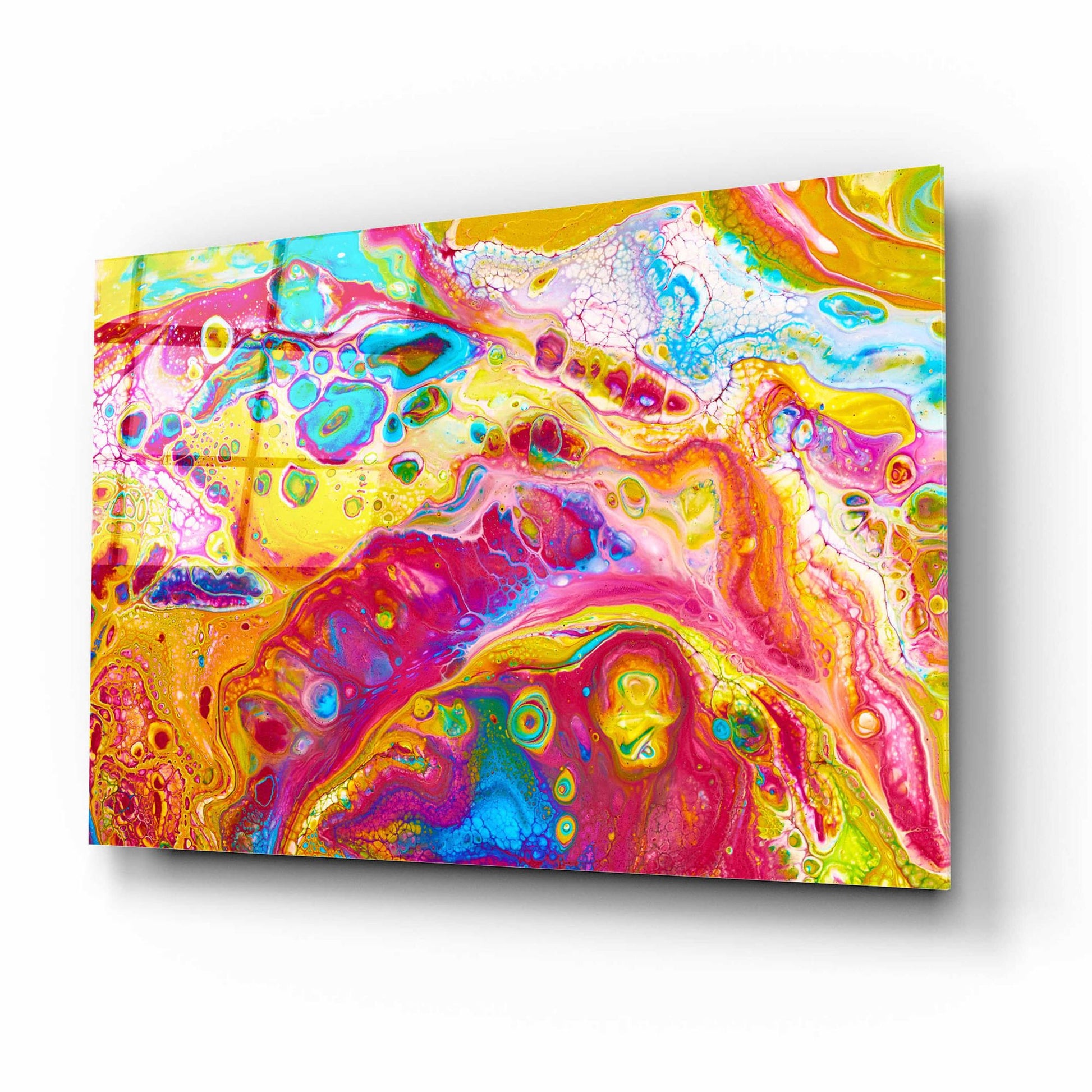 Epic Art 'Liquid Pour Yellow' by Epic Portfolio, Acrylic Glass Wall Art,16x12