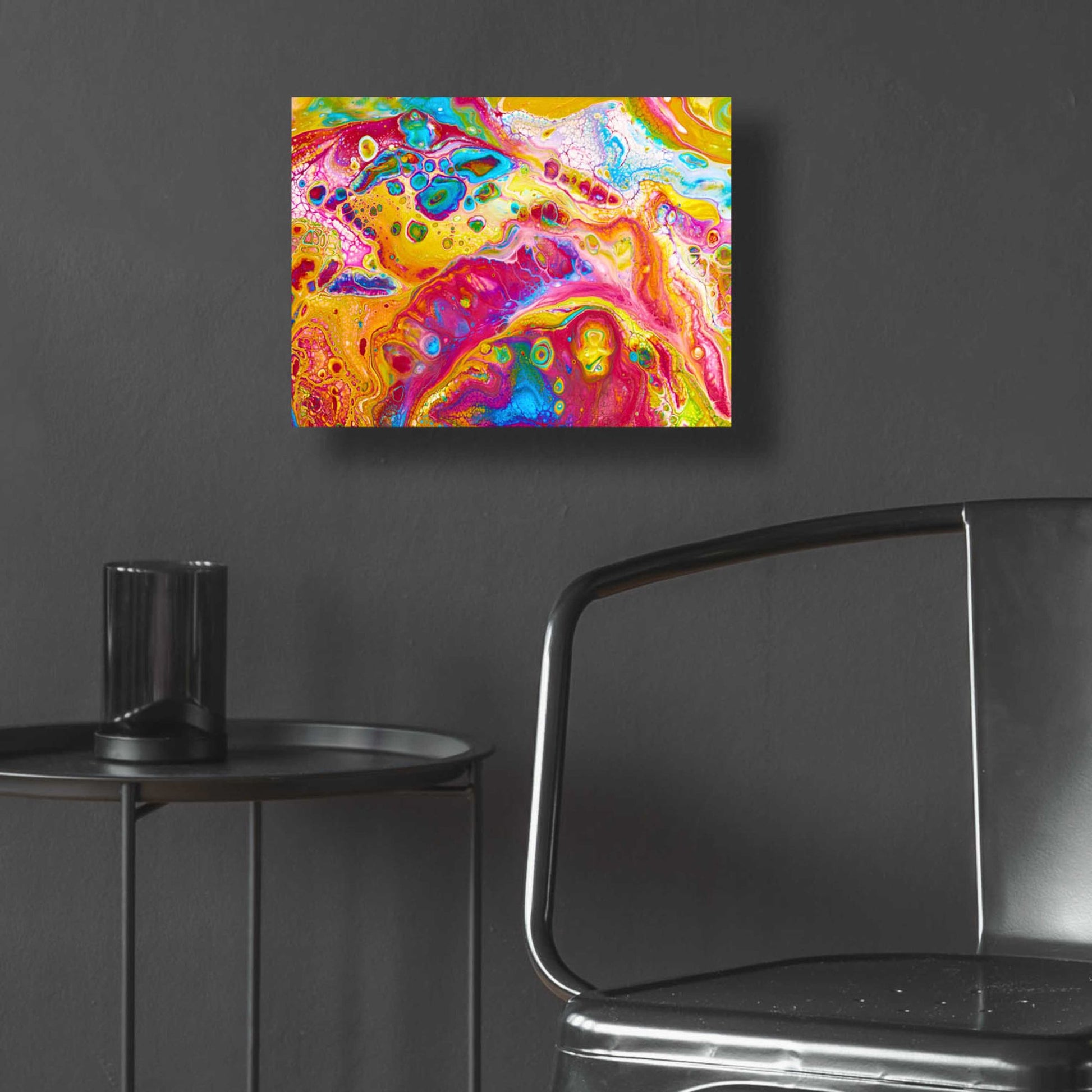 Epic Art 'Liquid Pour Yellow' by Epic Portfolio, Acrylic Glass Wall Art,16x12