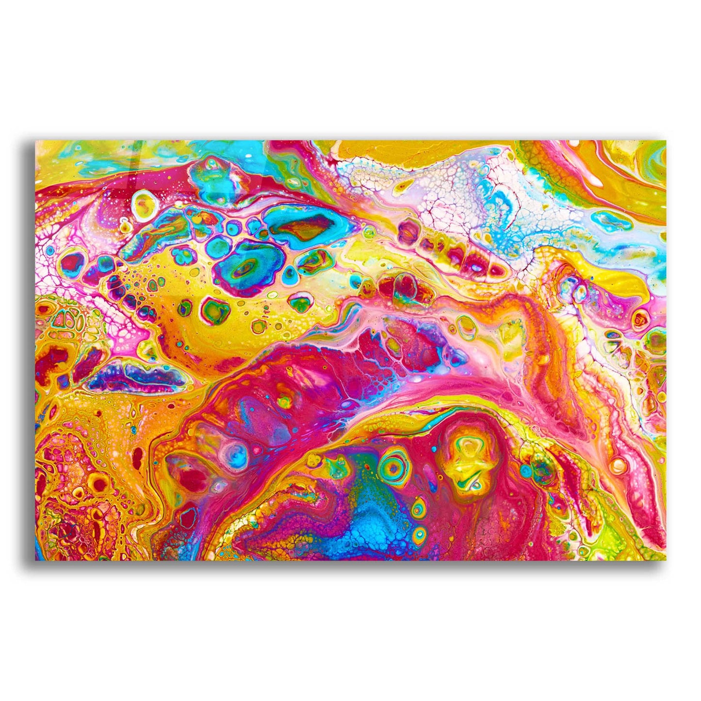 Epic Art 'Liquid Pour Yellow' by Epic Portfolio, Acrylic Glass Wall Art,16x12