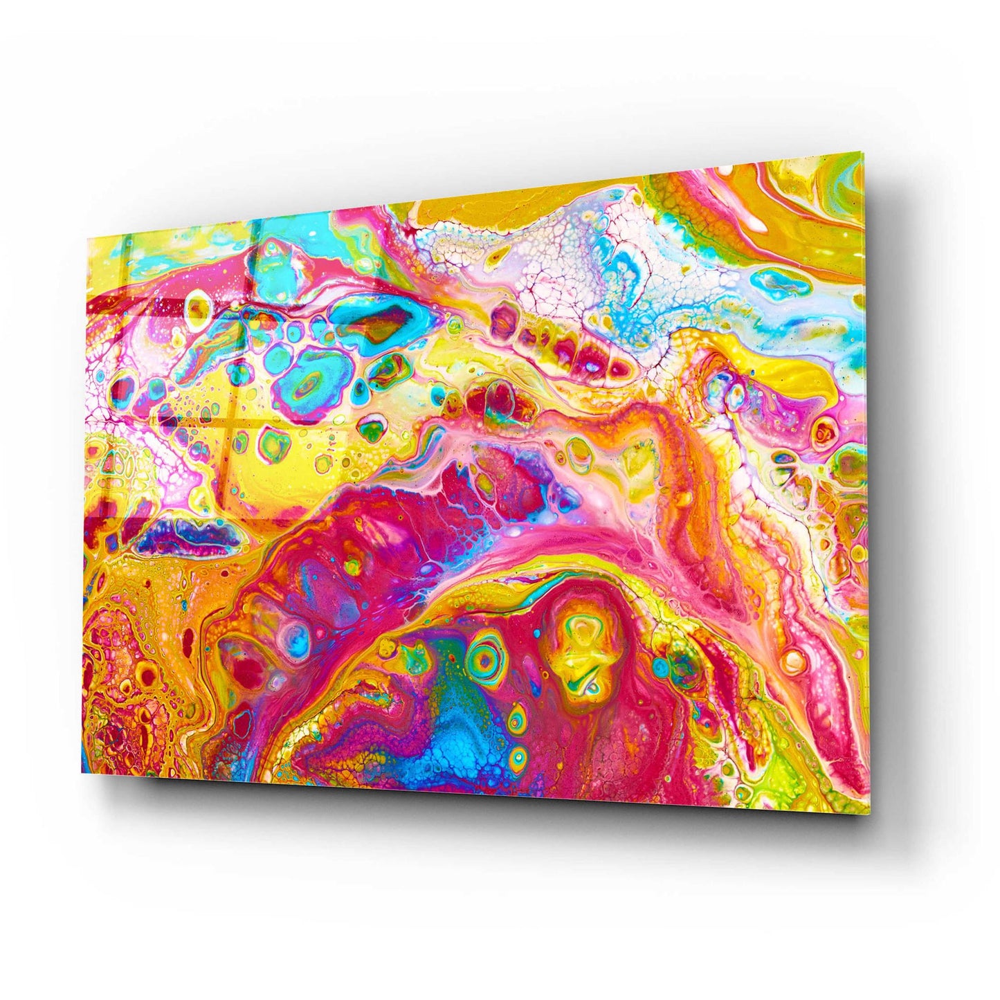 Epic Art 'Liquid Pour Yellow' by Epic Portfolio, Acrylic Glass Wall Art,24x16