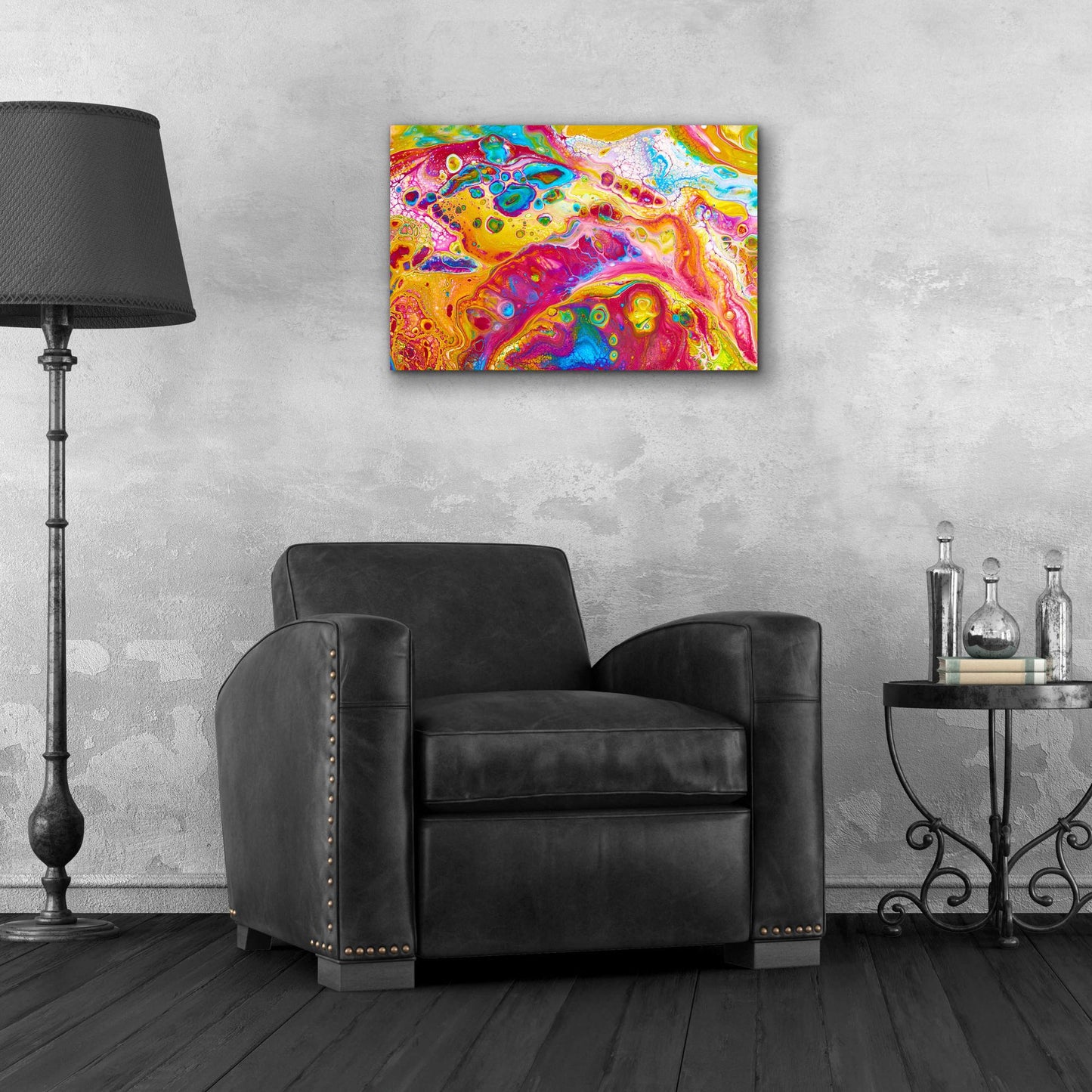 Epic Art 'Liquid Pour Yellow' by Epic Portfolio, Acrylic Glass Wall Art,24x16