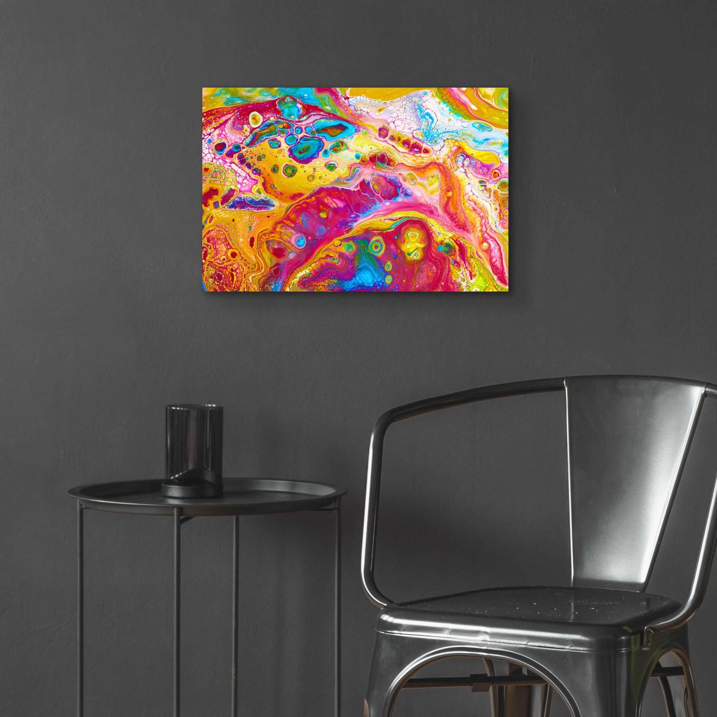 Epic Art 'Liquid Pour Yellow' by Epic Portfolio, Acrylic Glass Wall Art,24x16