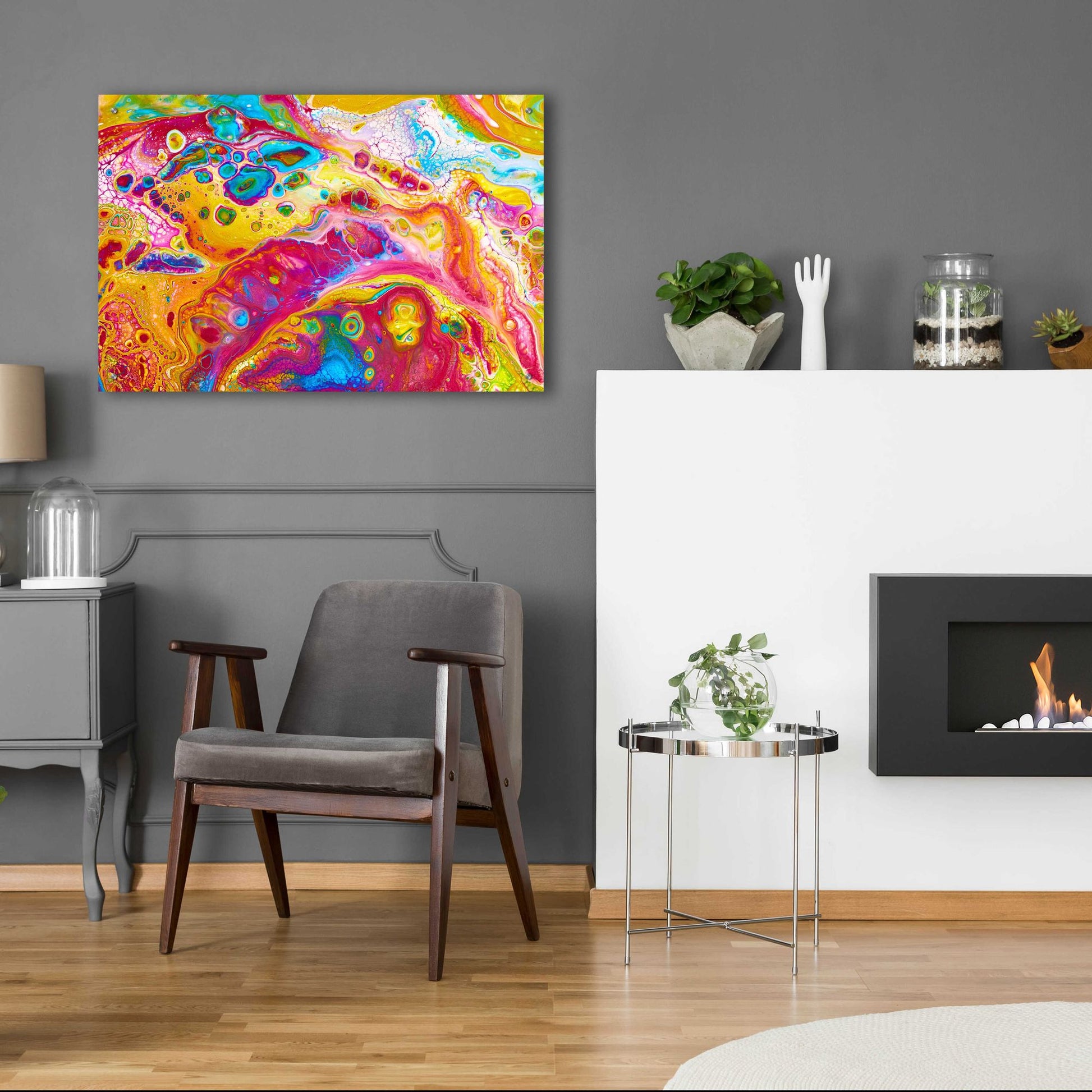 Epic Art 'Liquid Pour Yellow' by Epic Portfolio, Acrylic Glass Wall Art,36x24