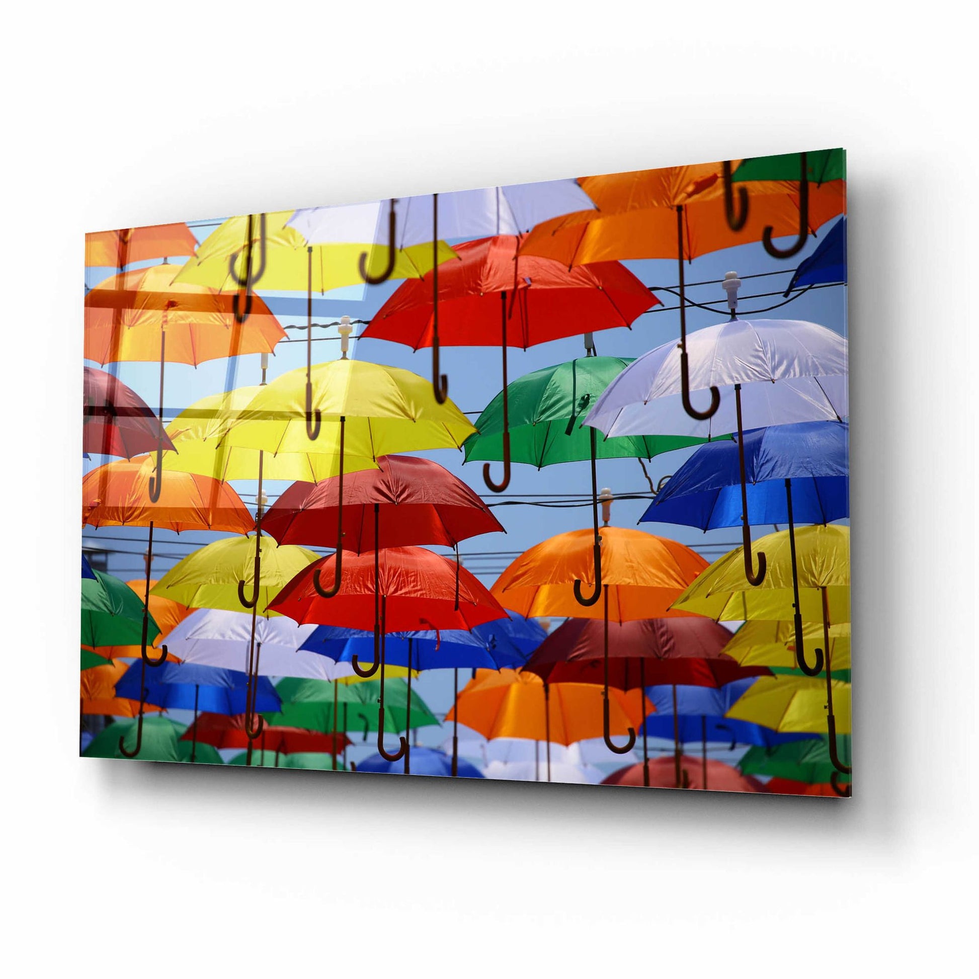 Epic Art 'Raining Umbrellas' by Epic Portfolio, Acrylic Glass Wall Art,16x12