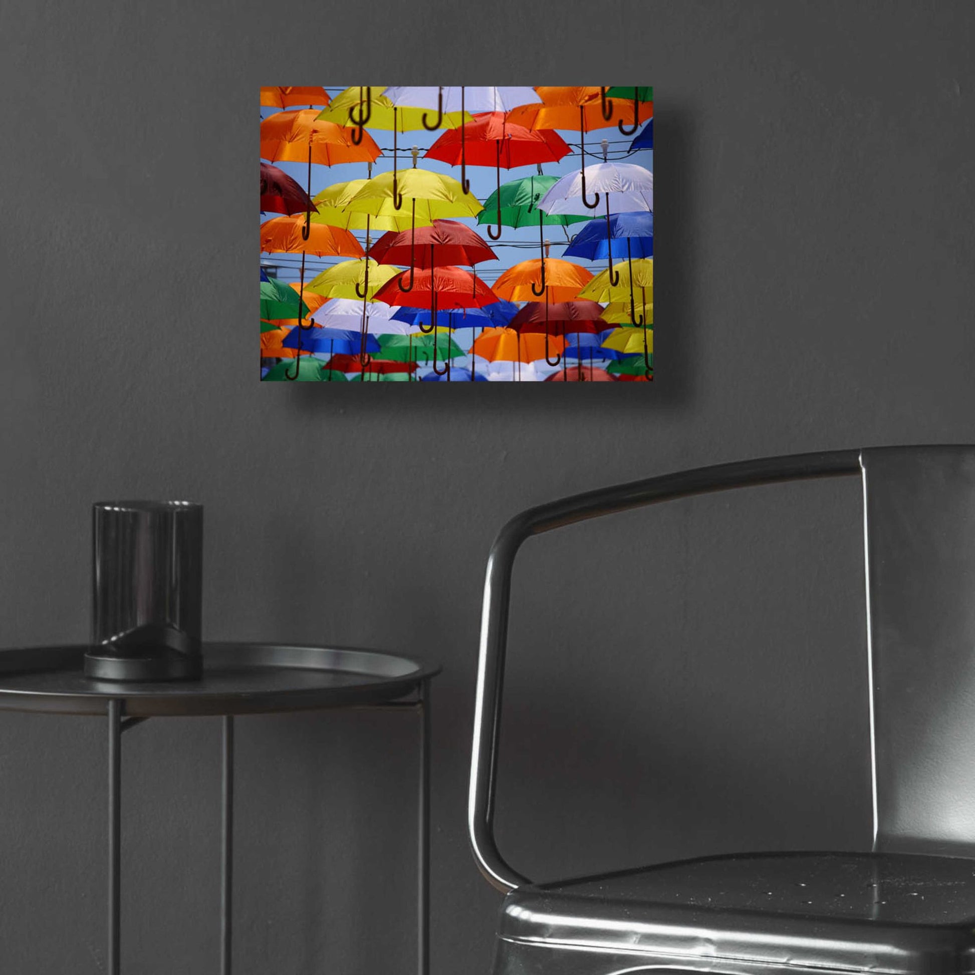 Epic Art 'Raining Umbrellas' by Epic Portfolio, Acrylic Glass Wall Art,16x12