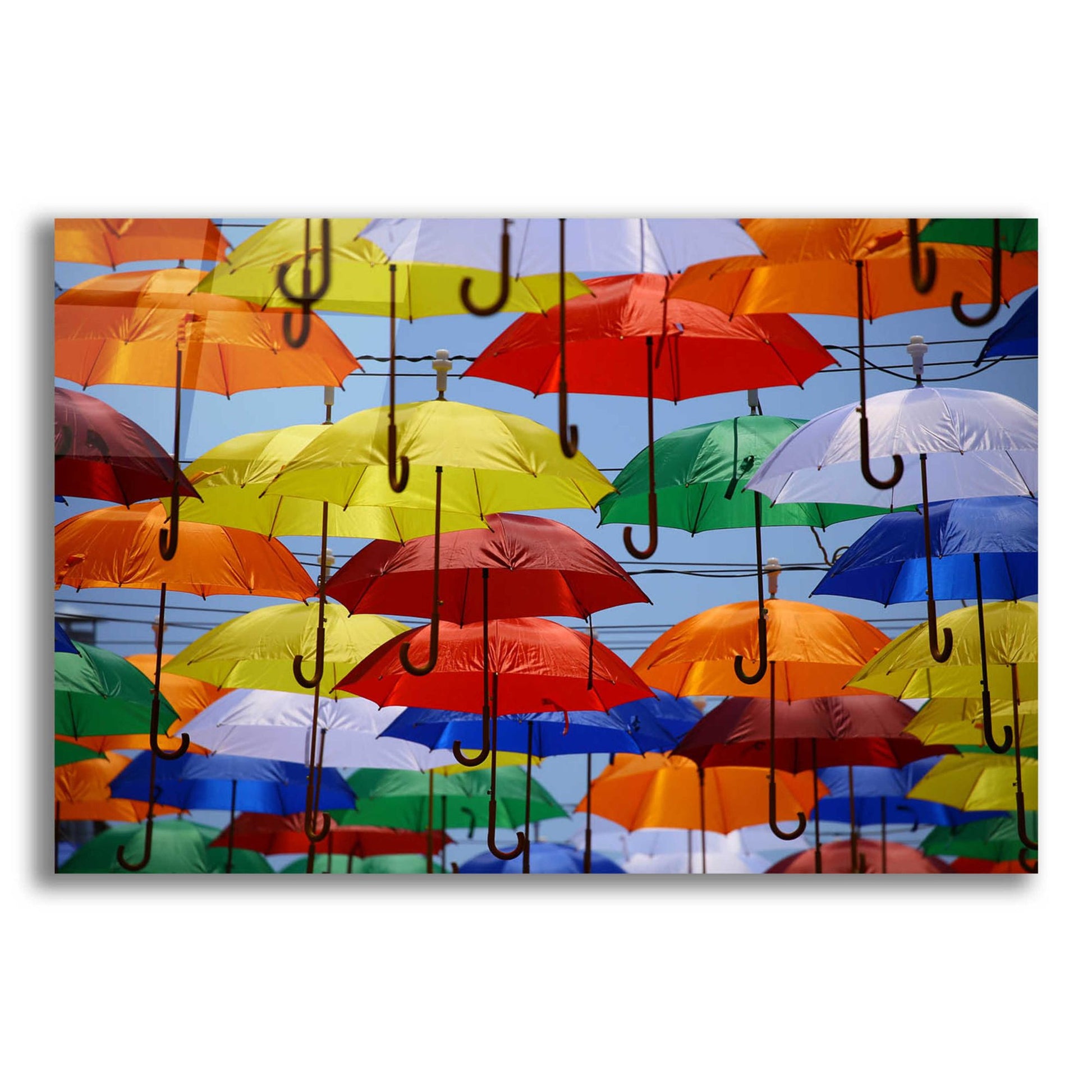 Epic Art 'Raining Umbrellas' by Epic Portfolio, Acrylic Glass Wall Art,16x12