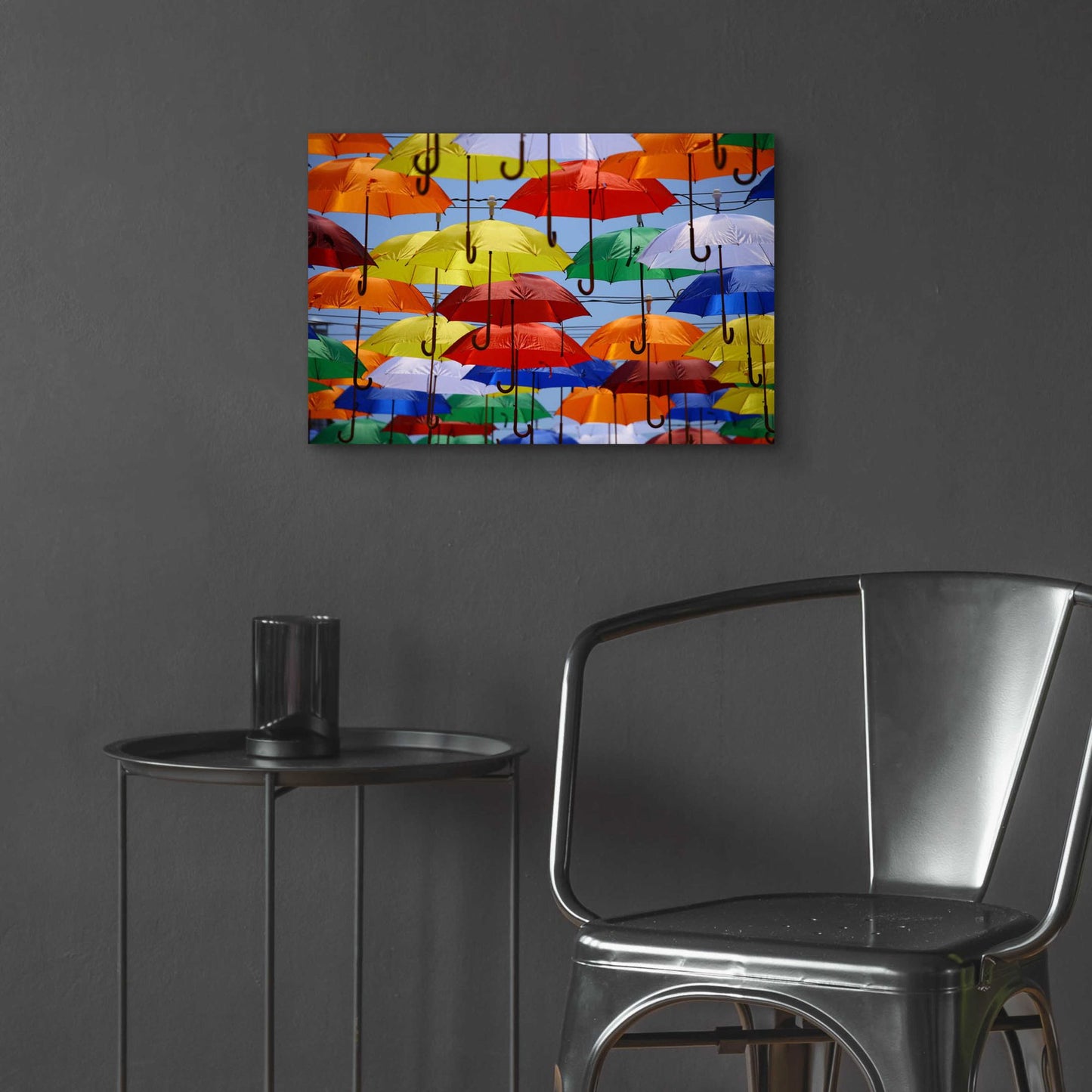 Epic Art 'Raining Umbrellas' by Epic Portfolio, Acrylic Glass Wall Art,24x16