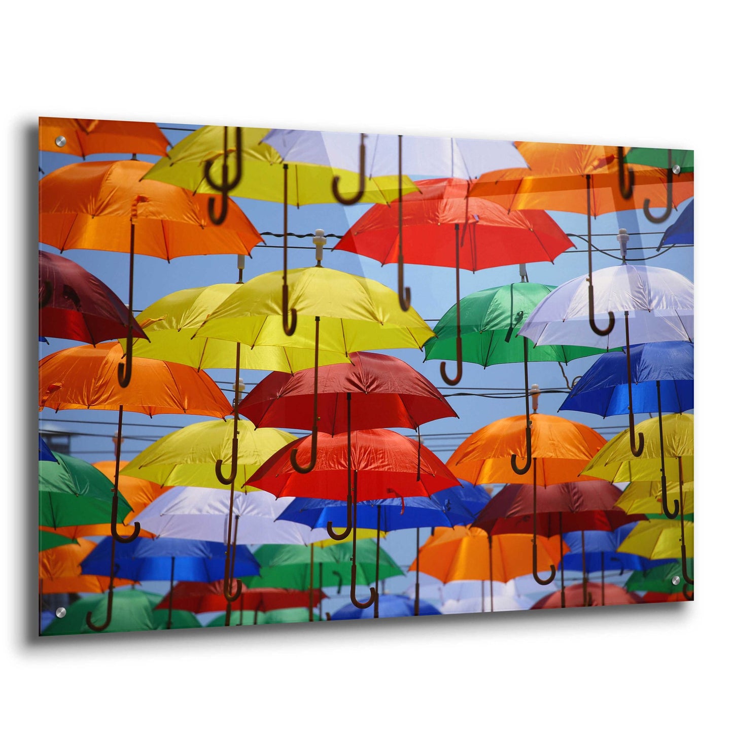 Epic Art 'Raining Umbrellas' by Epic Portfolio, Acrylic Glass Wall Art,36x24