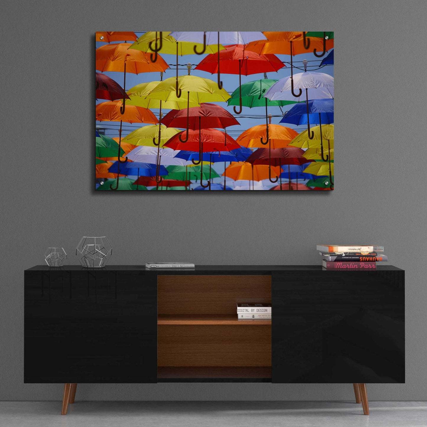 Epic Art 'Raining Umbrellas' by Epic Portfolio, Acrylic Glass Wall Art,36x24