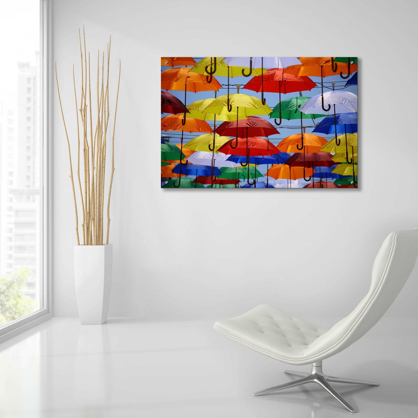 Epic Art 'Raining Umbrellas' by Epic Portfolio, Acrylic Glass Wall Art,36x24