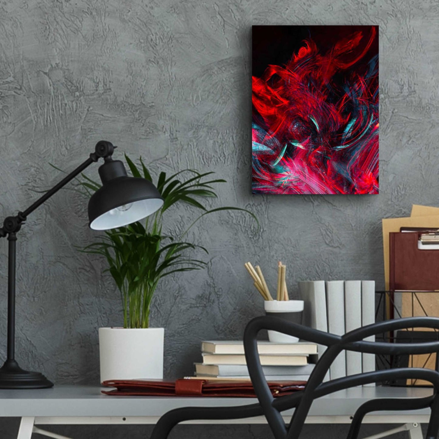 Epic Art 'Red Inferno' by Epic Portfolio, Acrylic Glass Wall Art,12x16