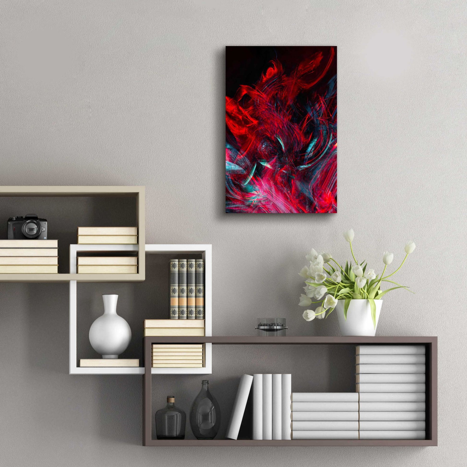 Epic Art 'Red Inferno' by Epic Portfolio, Acrylic Glass Wall Art,16x24