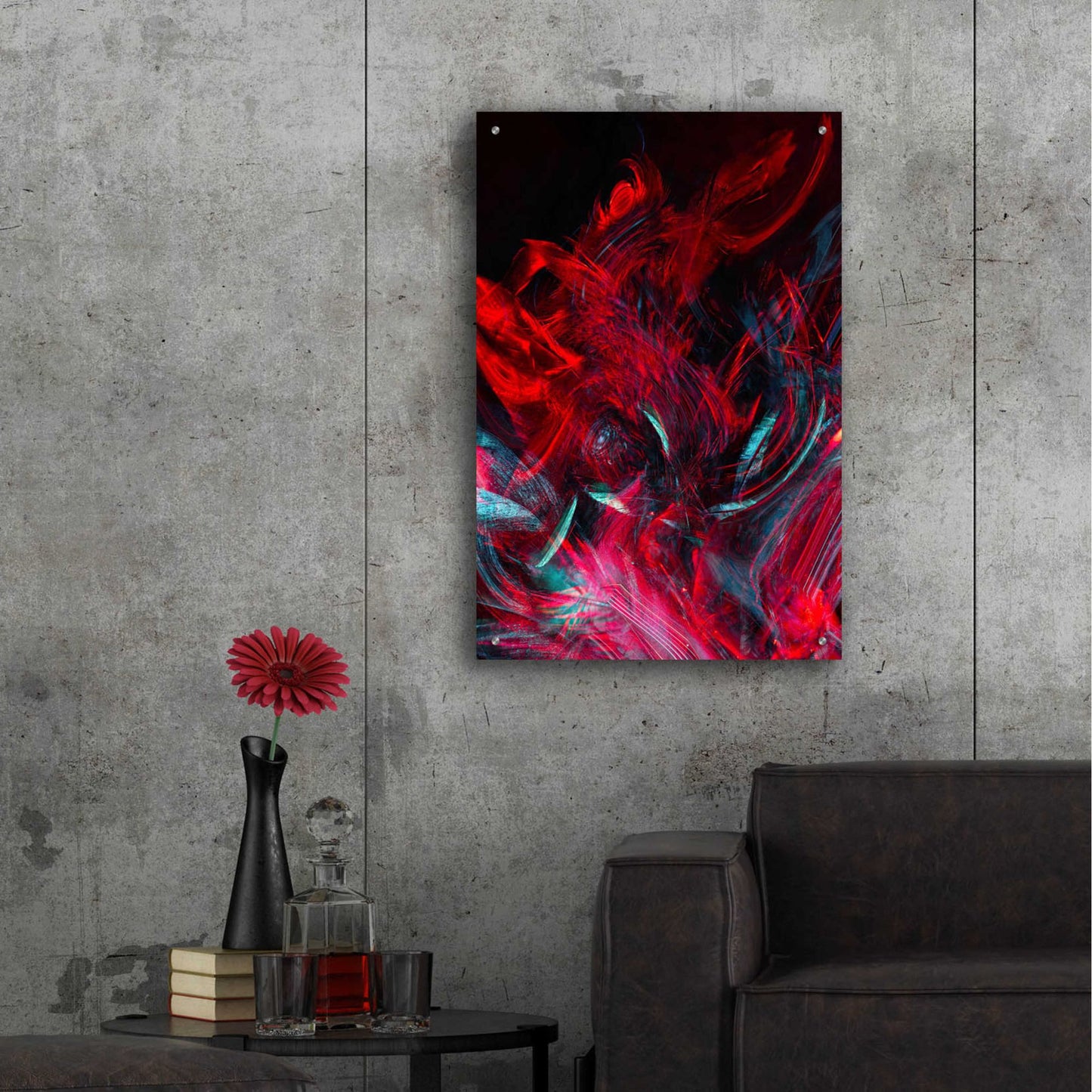 Epic Art 'Red Inferno' by Epic Portfolio, Acrylic Glass Wall Art,24x36