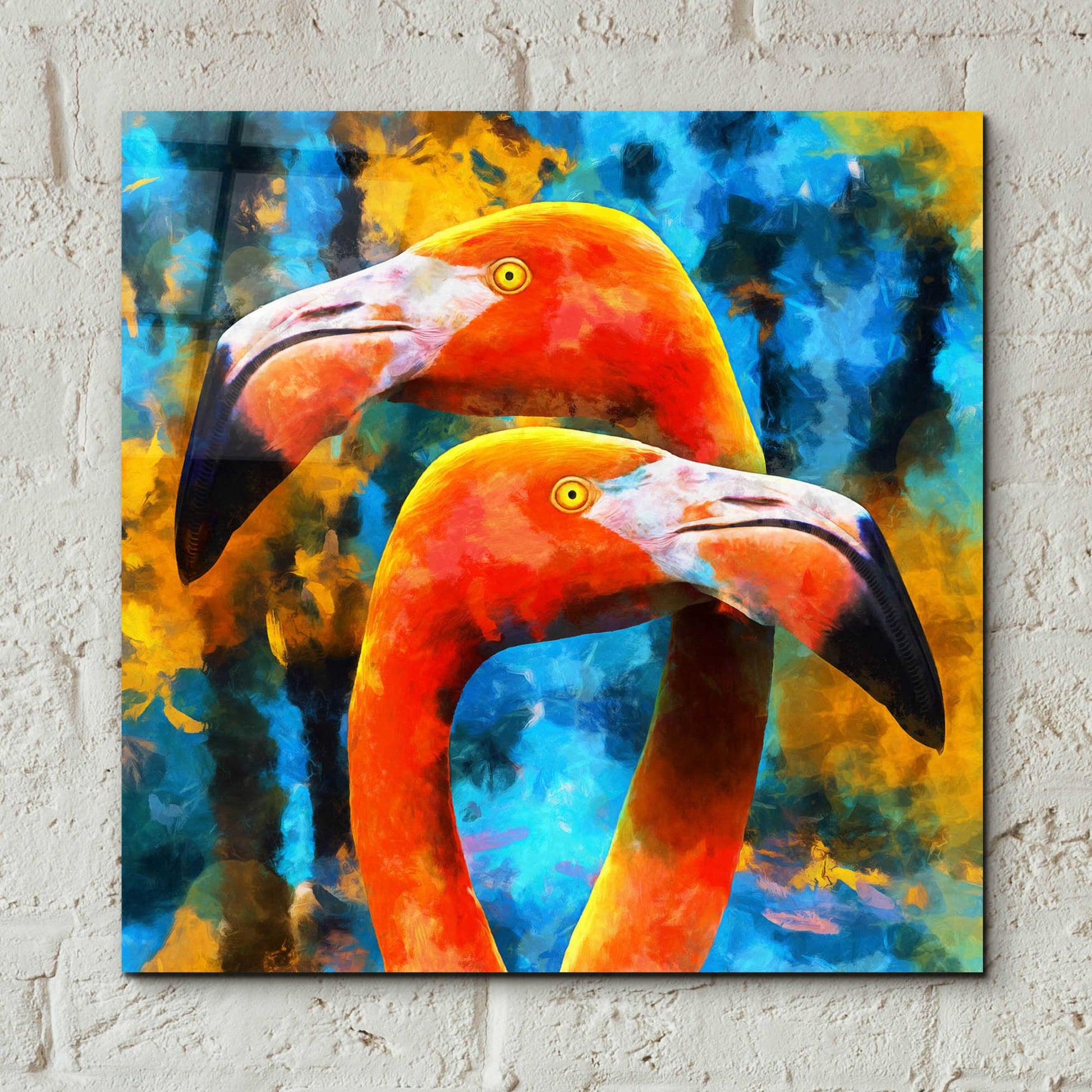 Epic Art 'The Lost Flamingos ' by Epic Portfolio, Acrylic Glass Wall Art,12x12