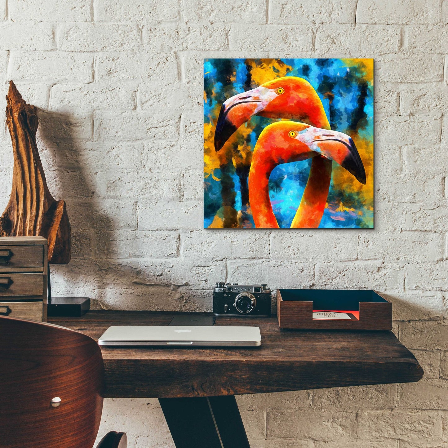 Epic Art 'The Lost Flamingos ' by Epic Portfolio, Acrylic Glass Wall Art,12x12