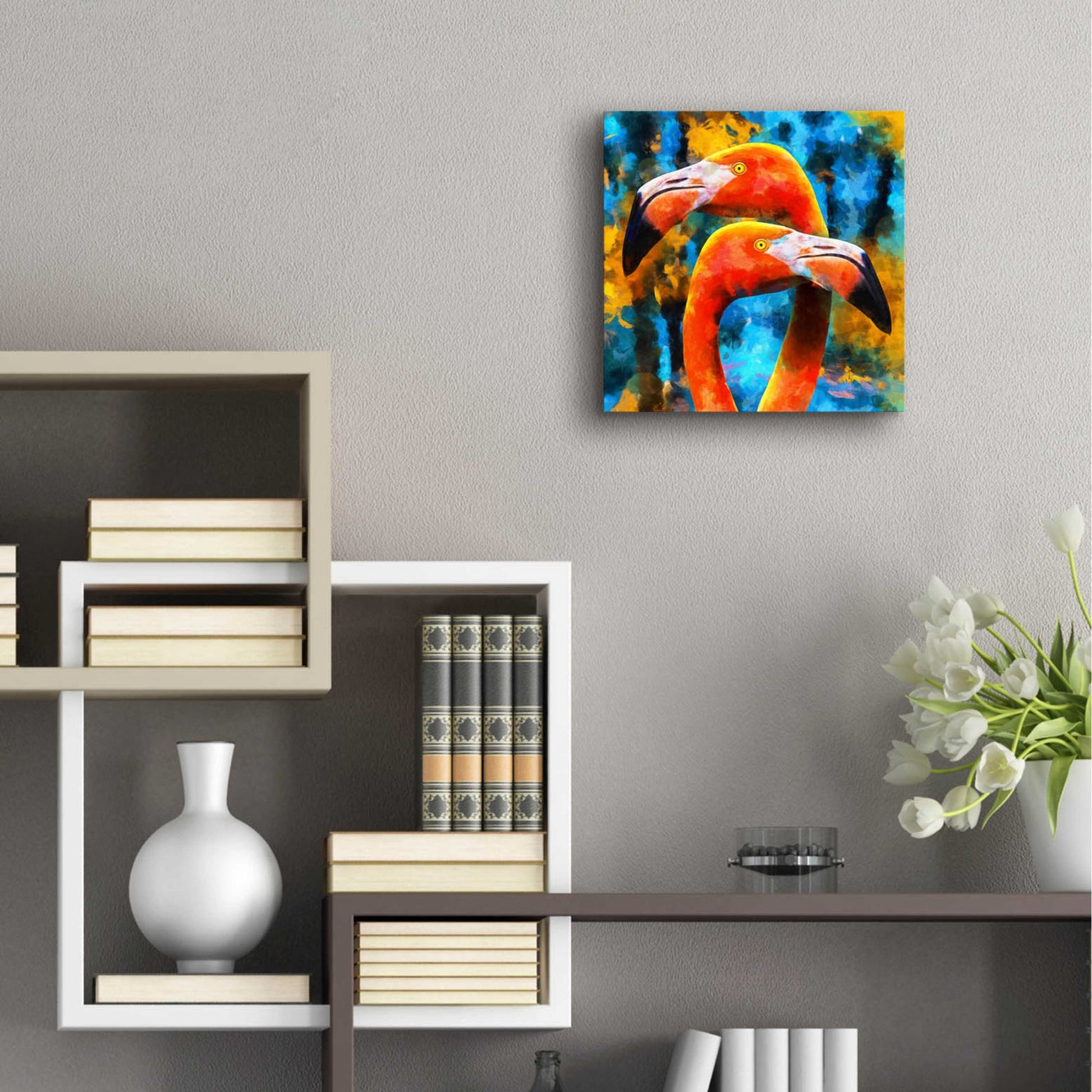 Epic Art 'The Lost Flamingos ' by Epic Portfolio, Acrylic Glass Wall Art,12x12