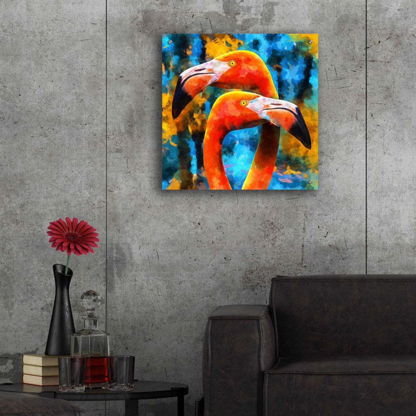 Epic Art 'The Lost Flamingos ' by Epic Portfolio, Acrylic Glass Wall Art,24x24