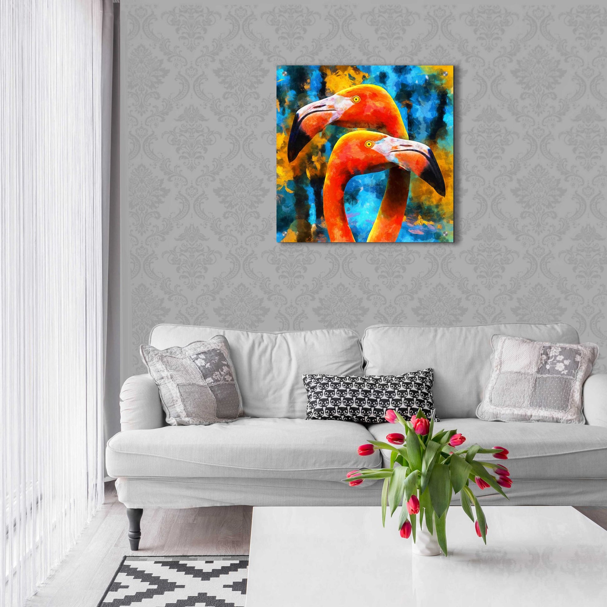 Epic Art 'The Lost Flamingos ' by Epic Portfolio, Acrylic Glass Wall Art,24x24