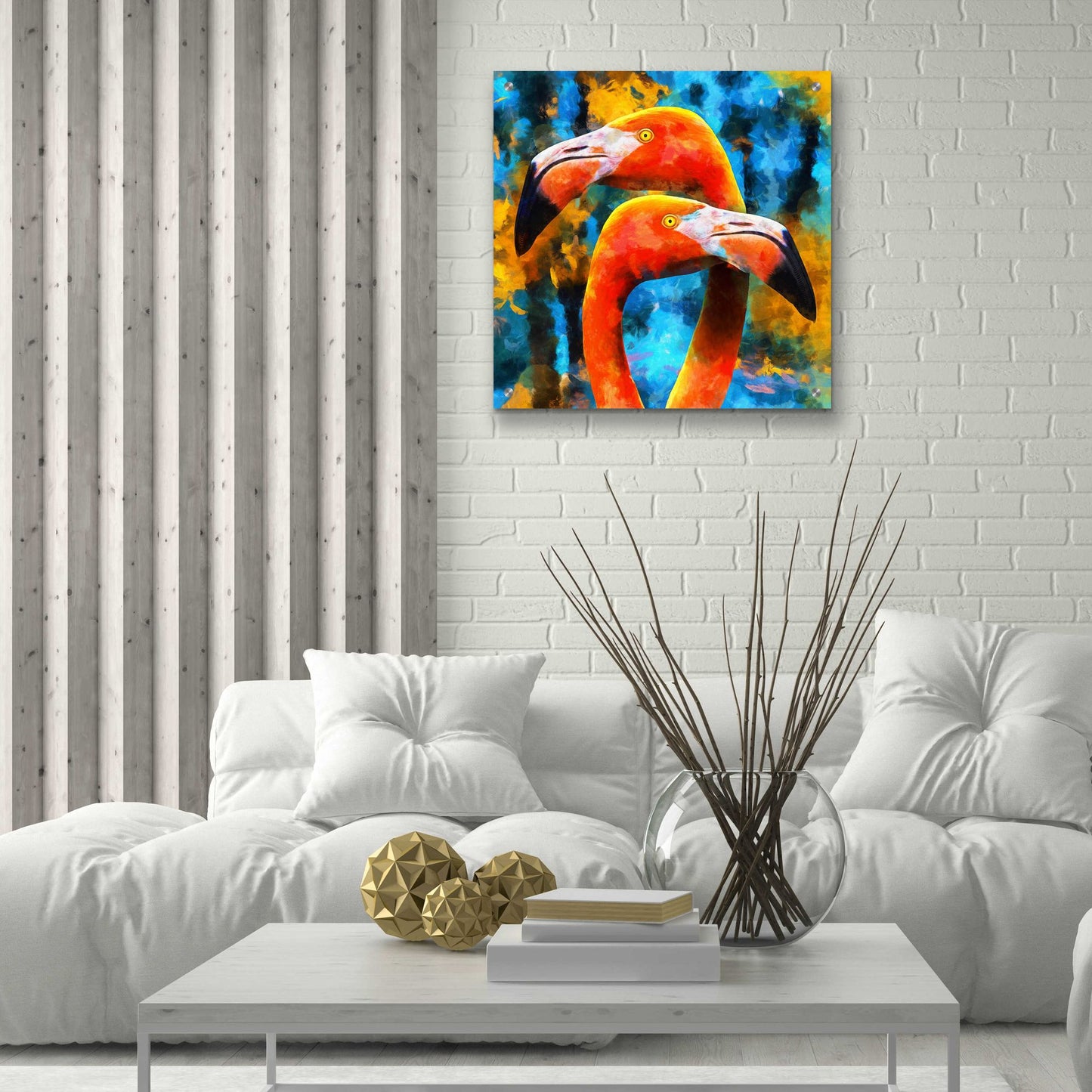 Epic Art 'The Lost Flamingos ' by Epic Portfolio, Acrylic Glass Wall Art,24x24