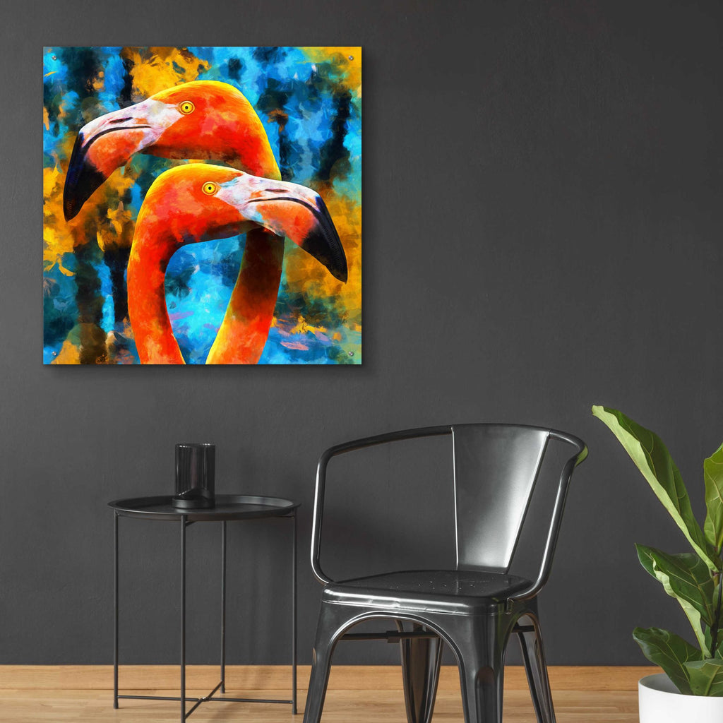 Epic Art 'The Lost Flamingos ' by Epic Portfolio, Acrylic Glass Wall Art,36x36