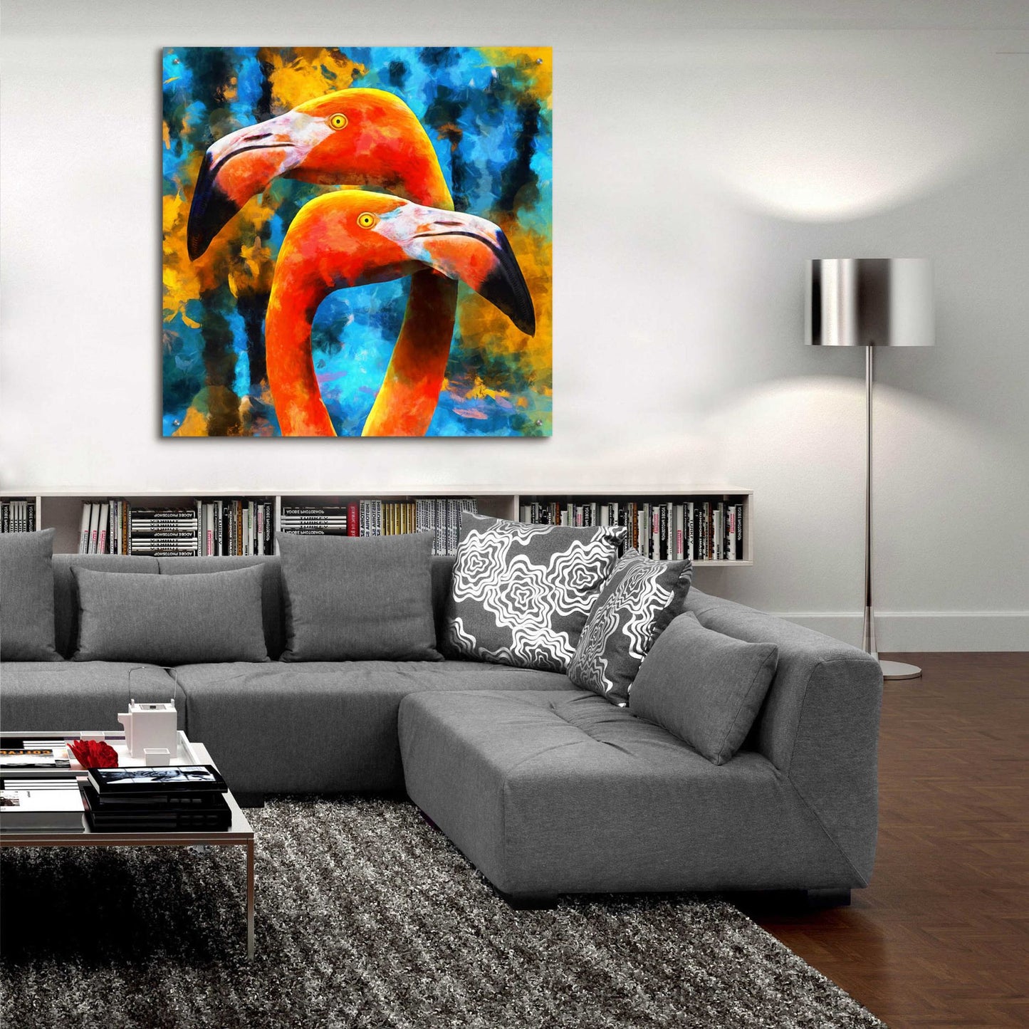 Epic Art 'The Lost Flamingos ' by Epic Portfolio, Acrylic Glass Wall Art,36x36