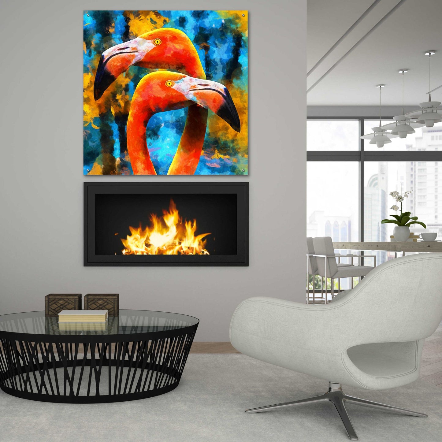 Epic Art 'The Lost Flamingos ' by Epic Portfolio, Acrylic Glass Wall Art,36x36
