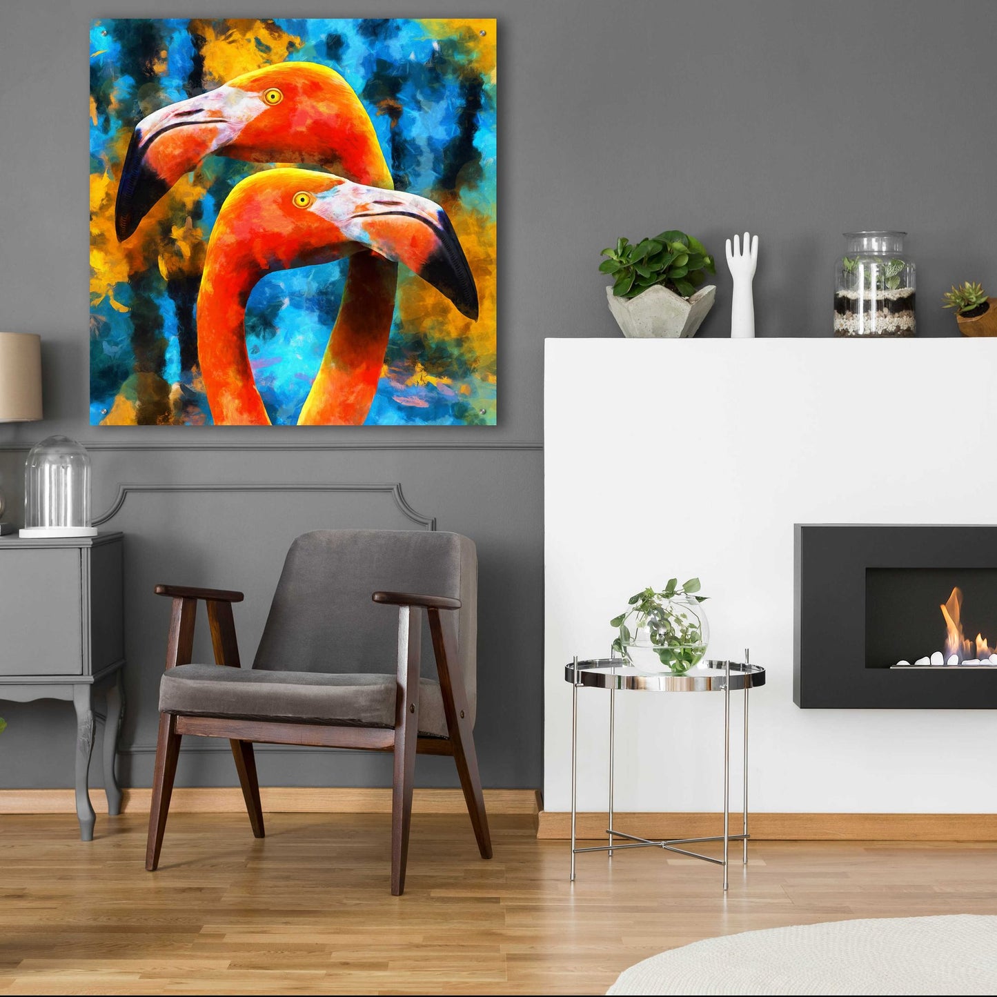 Epic Art 'The Lost Flamingos ' by Epic Portfolio, Acrylic Glass Wall Art,36x36