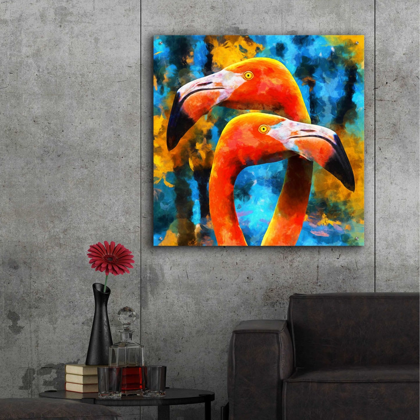 Epic Art 'The Lost Flamingos ' by Epic Portfolio, Acrylic Glass Wall Art,36x36