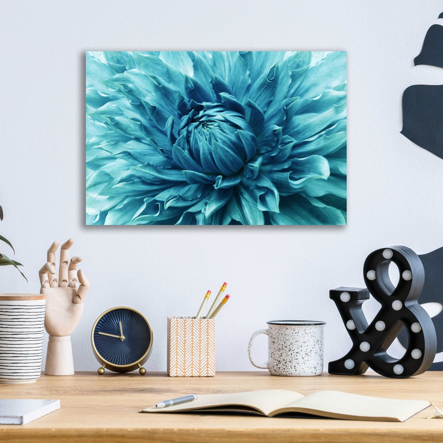 Epic Art 'Turquoise Dahlia' by Epic Portfolio, Acrylic Glass Wall Art,16x12