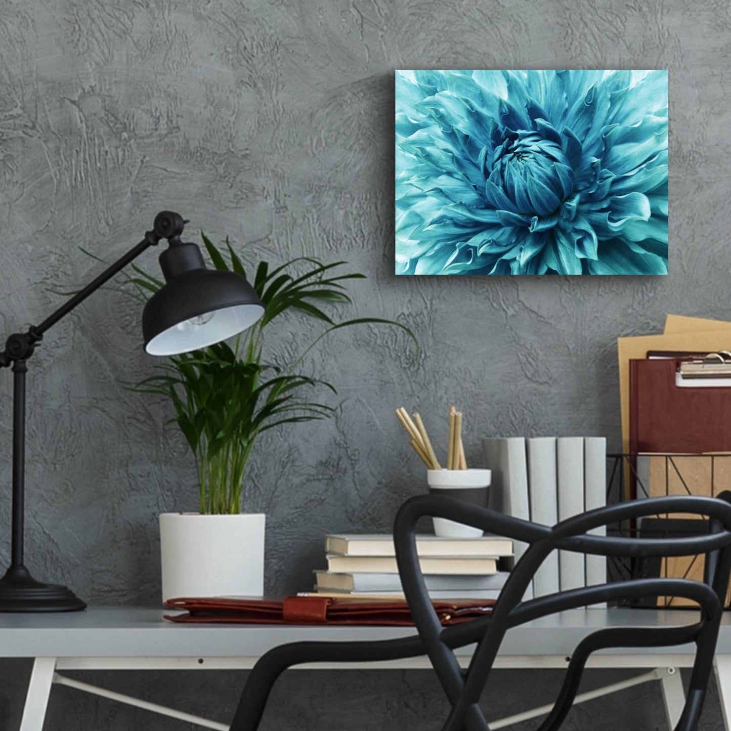 Epic Art 'Turquoise Dahlia' by Epic Portfolio, Acrylic Glass Wall Art,16x12