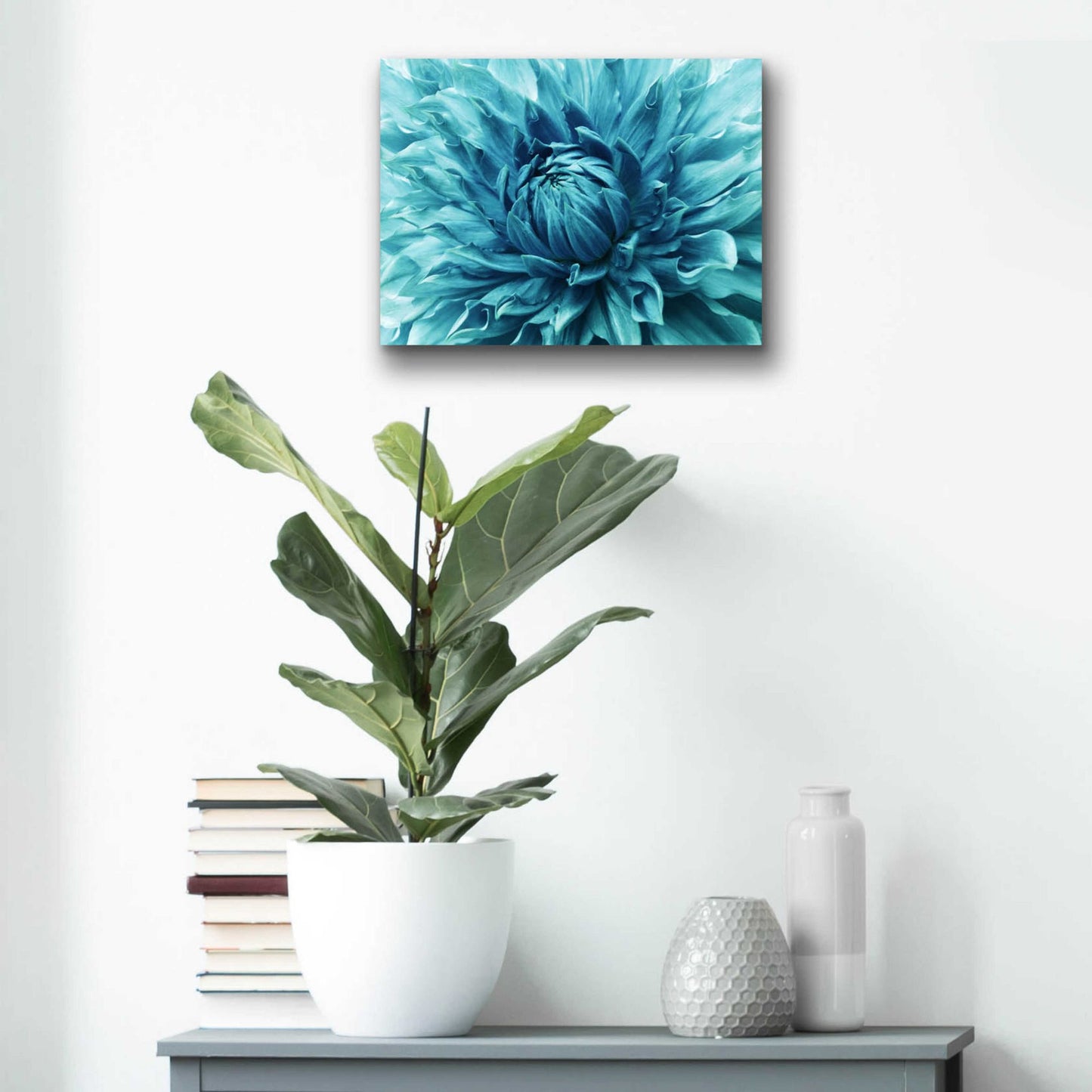 Epic Art 'Turquoise Dahlia' by Epic Portfolio, Acrylic Glass Wall Art,16x12