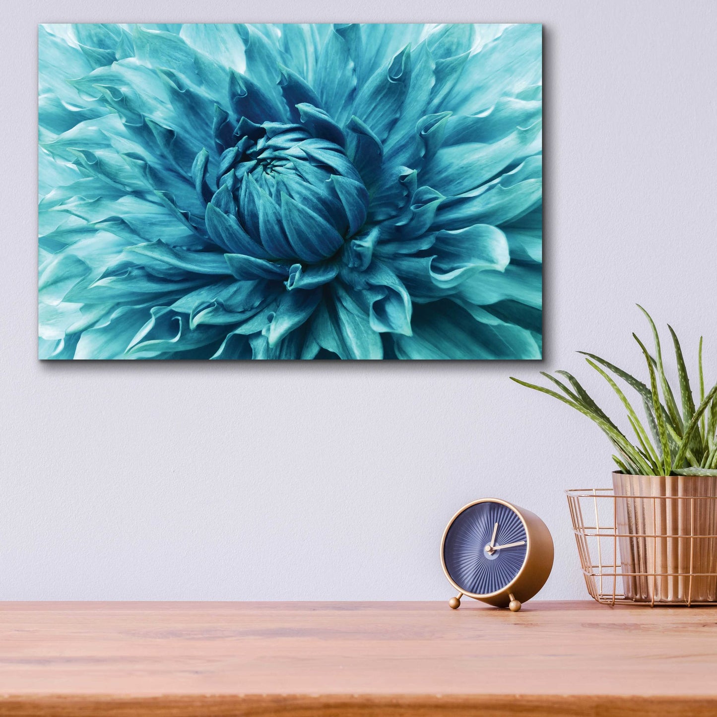 Epic Art 'Turquoise Dahlia' by Epic Portfolio, Acrylic Glass Wall Art,16x12