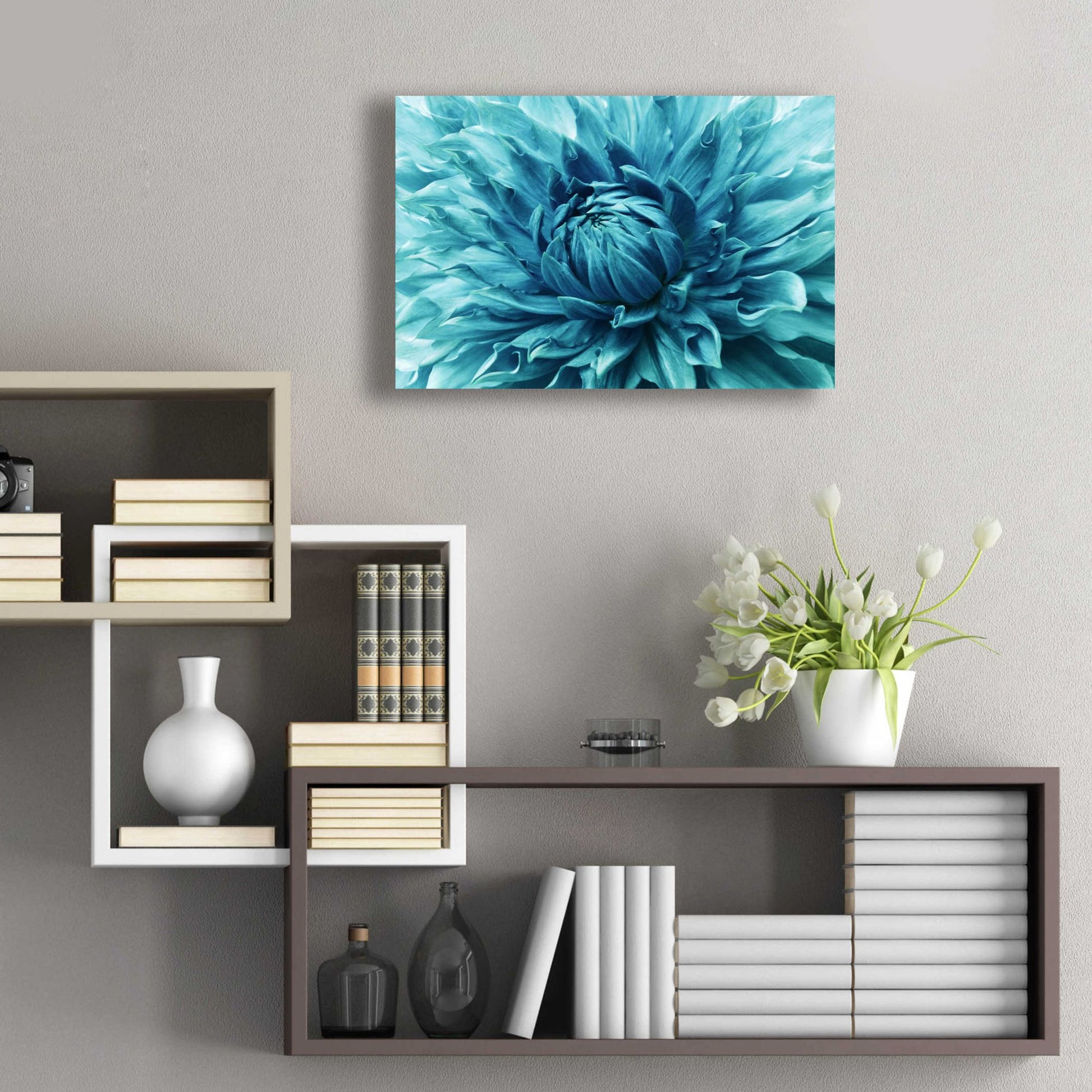 Epic Art 'Turquoise Dahlia' by Epic Portfolio, Acrylic Glass Wall Art,24x16