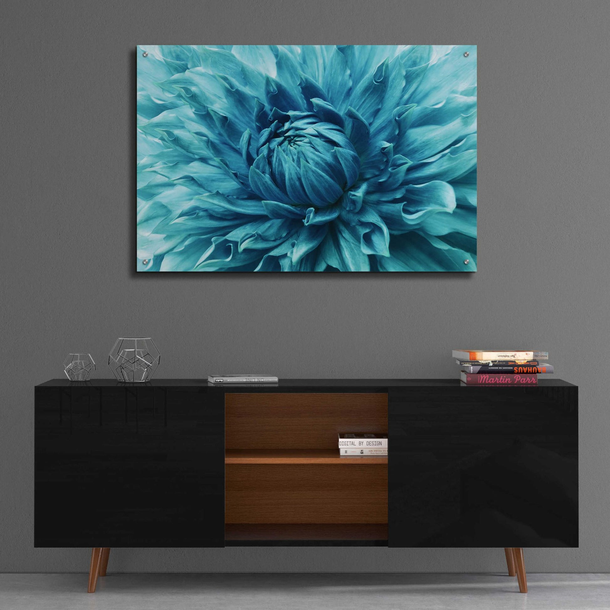 Epic Art 'Turquoise Dahlia' by Epic Portfolio, Acrylic Glass Wall Art,36x24