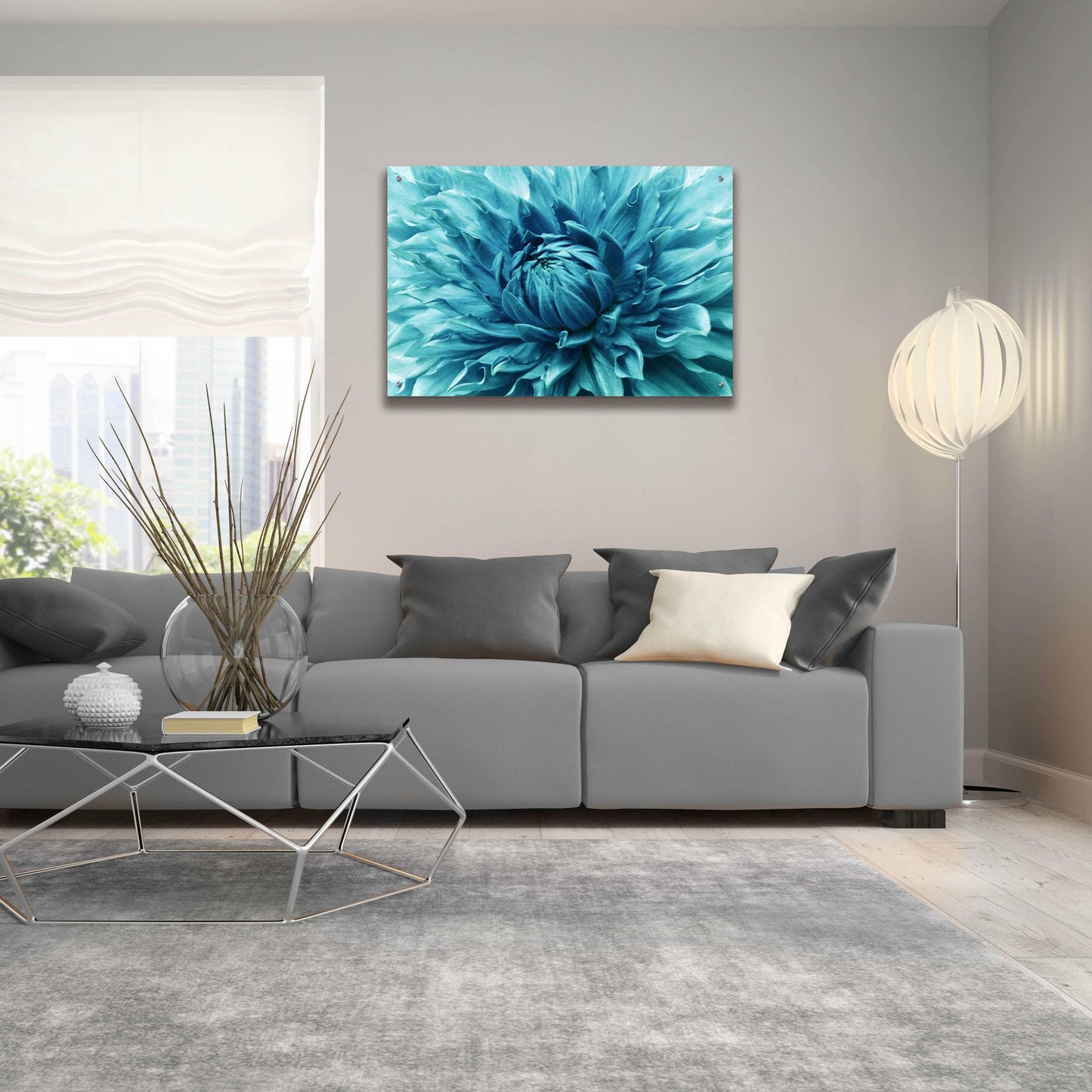 Epic Art 'Turquoise Dahlia' by Epic Portfolio, Acrylic Glass Wall Art,36x24