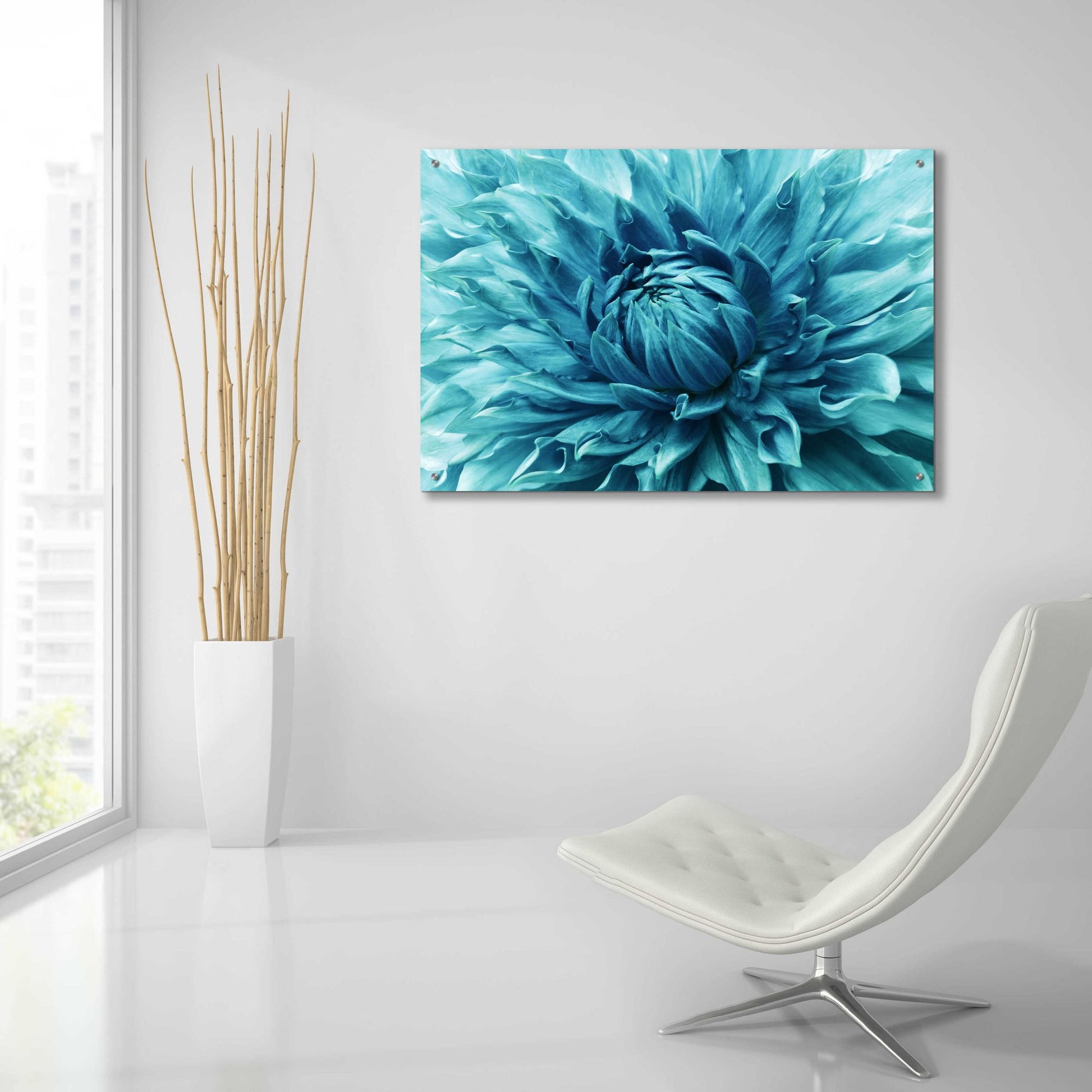 Epic Art 'Turquoise Dahlia' by Epic Portfolio, Acrylic Glass Wall Art,36x24