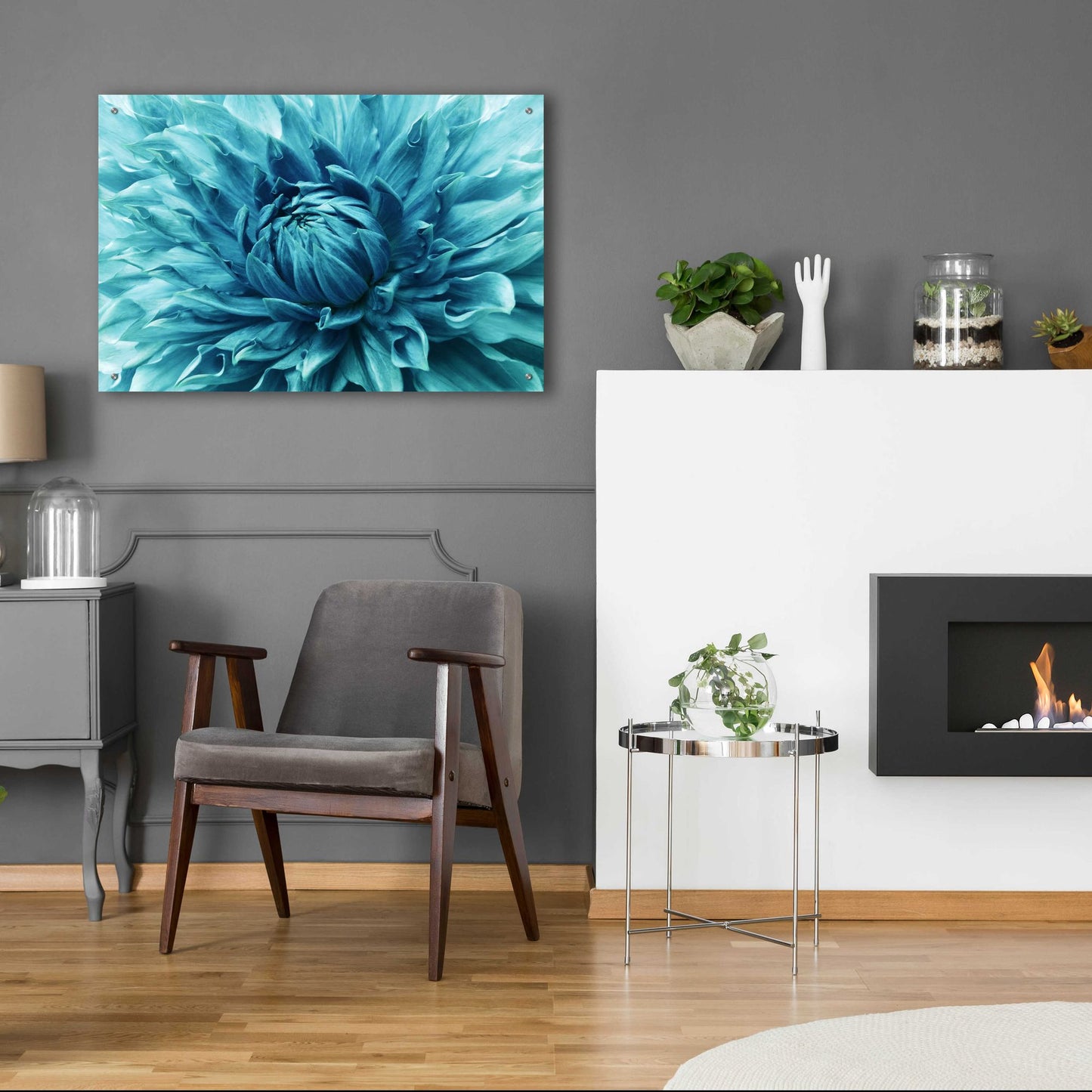 Epic Art 'Turquoise Dahlia' by Epic Portfolio, Acrylic Glass Wall Art,36x24