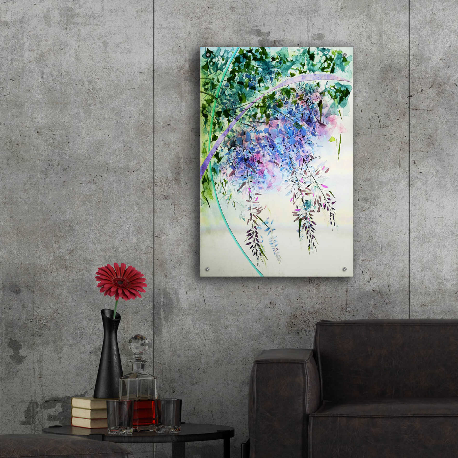 Epic Art 'Wisteria' by Rita Shimelfarb, Acrylic Glass Wall Art,24x36