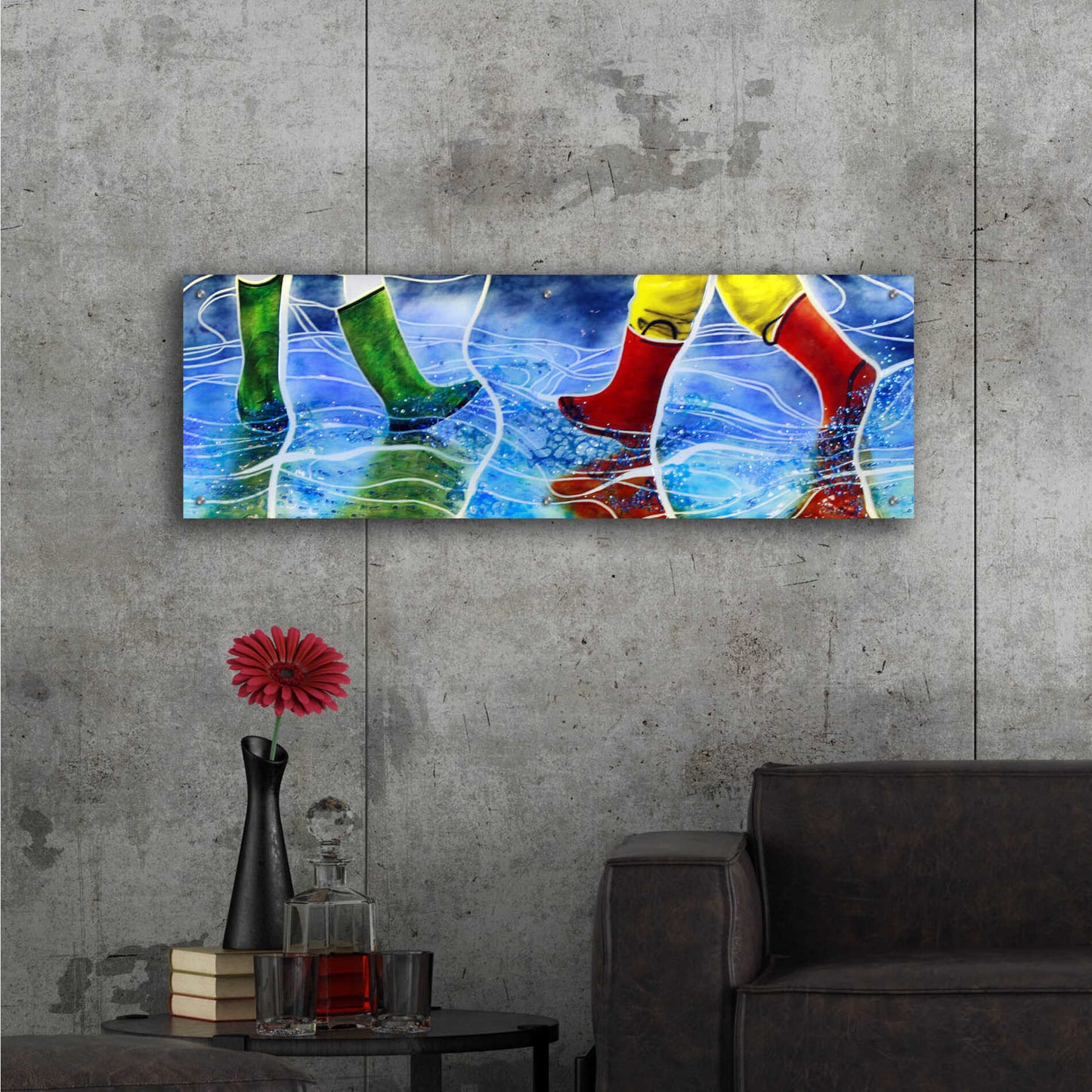 Epic Art 'Water' by Rita Shimelfarb, Acrylic Glass Wall Art,48x16