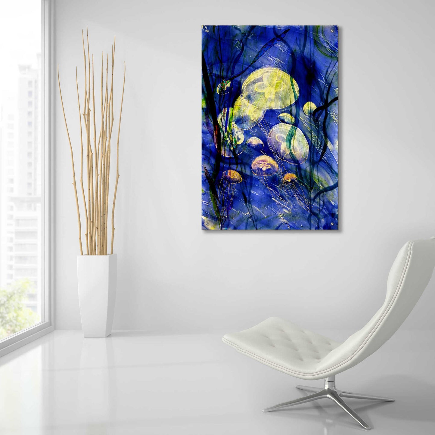 Epic Art 'Swimming With The Jellies' by Rita Shimelfarb, Acrylic Glass Wall Art,24x36