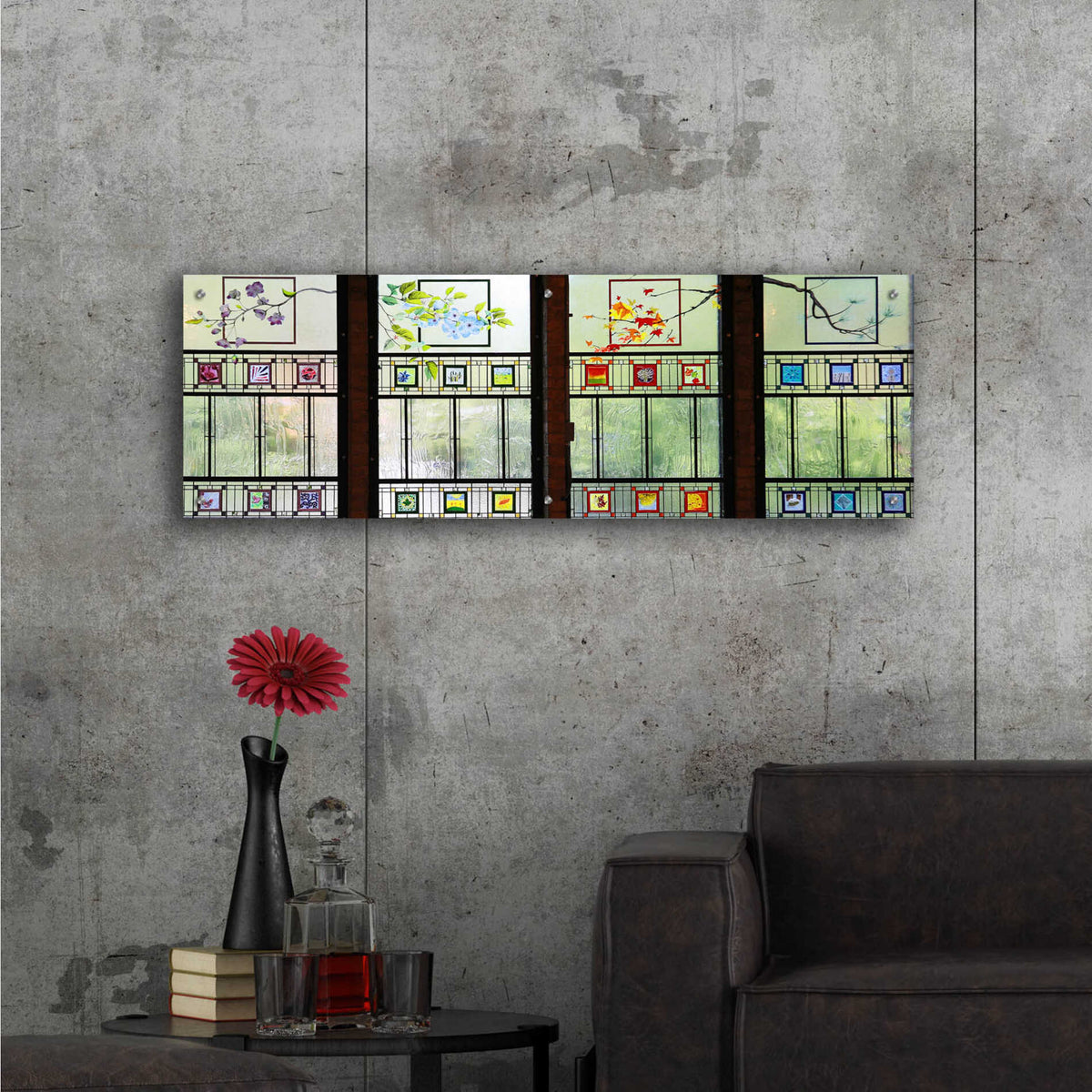 Epic Art 'Seasons' by Rita Shimelfarb, Acrylic Glass Wall Art,48x16