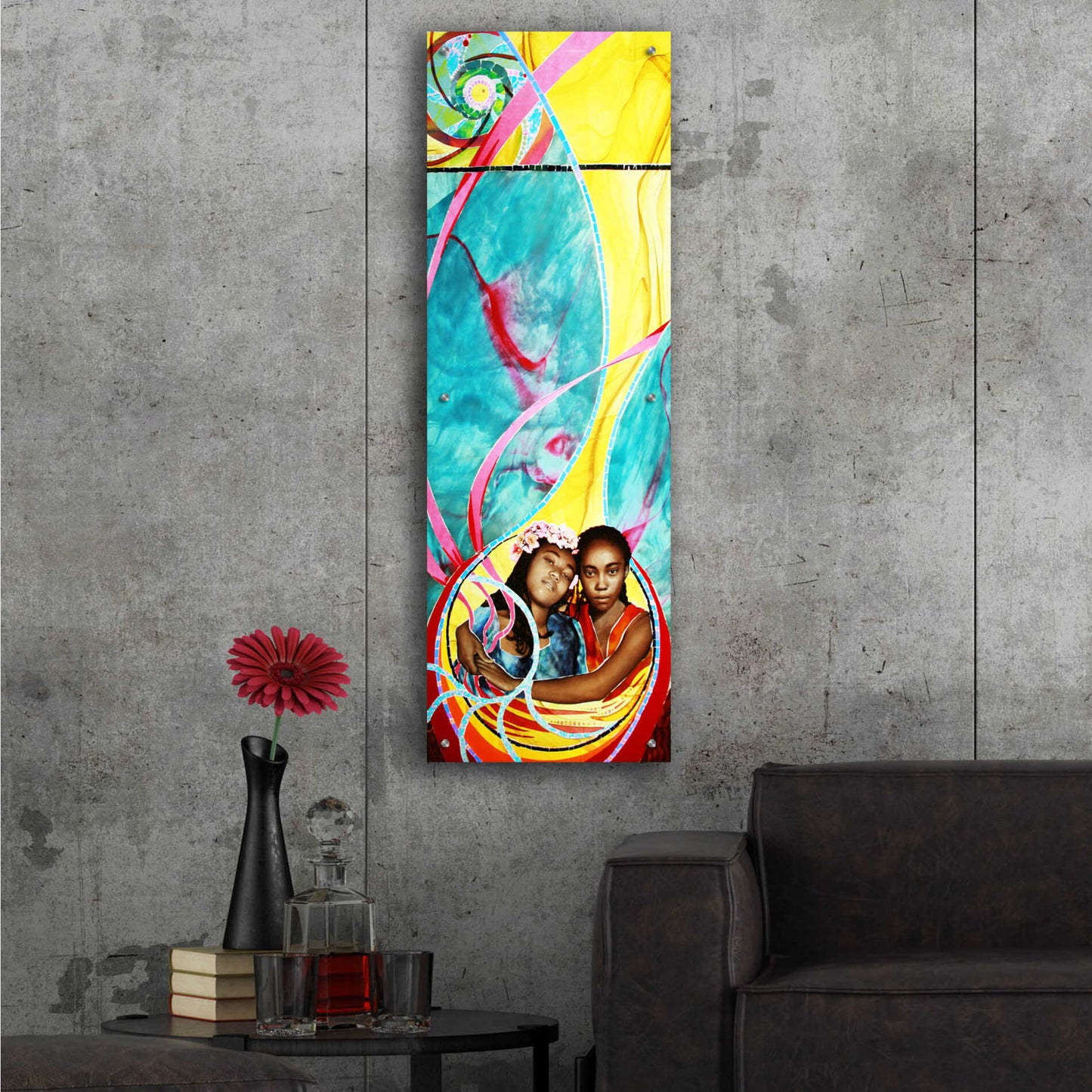 Epic Art 'Love And Faith' by Rita Shimelfarb, Acrylic Glass Wall Art,16x48